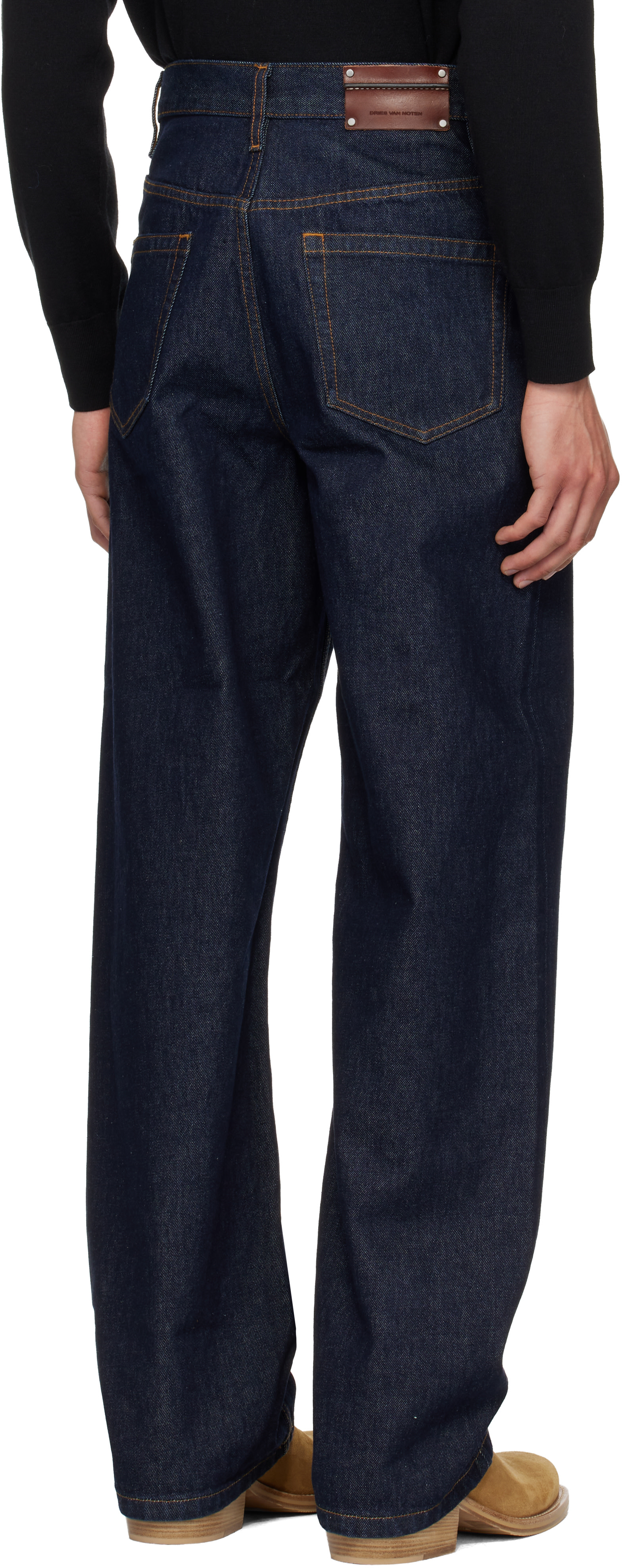 Dries Van Noten: Navy Loose Fit Jeans | SSENSE