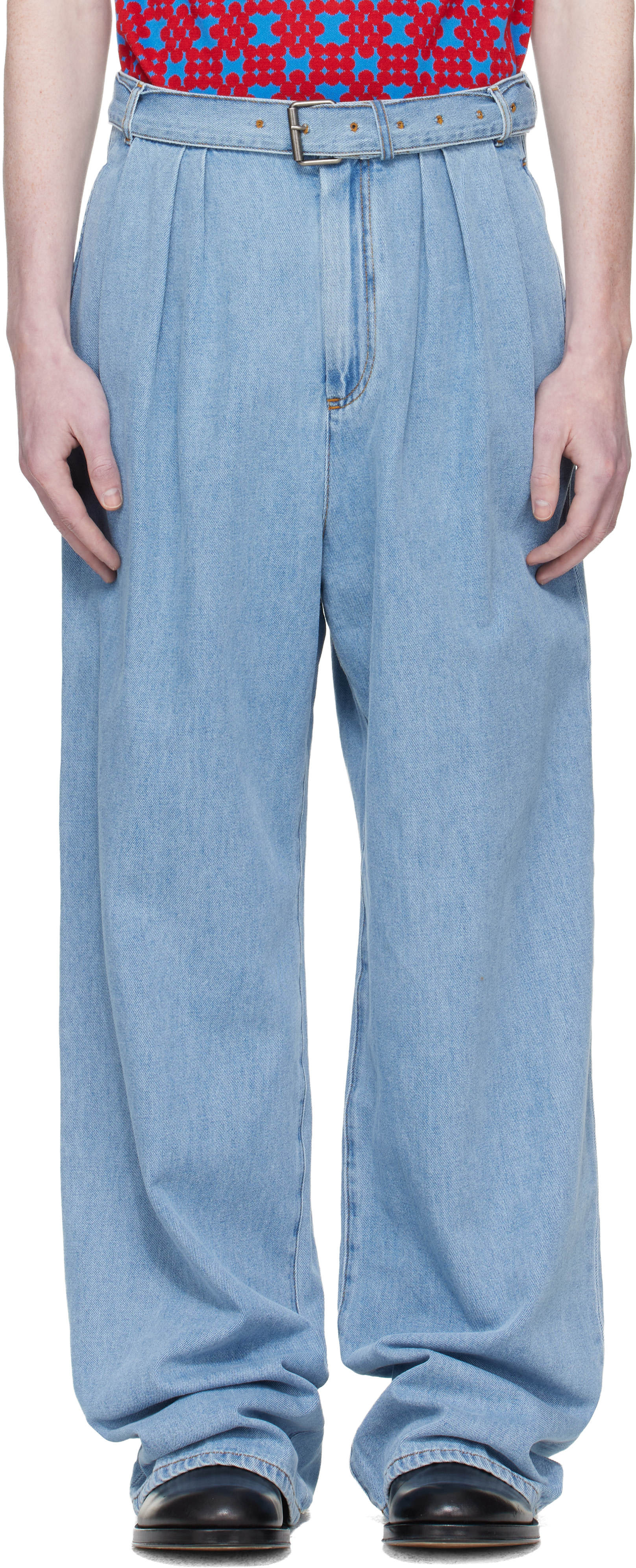 Dries Van Noten - Jean bleu à plis