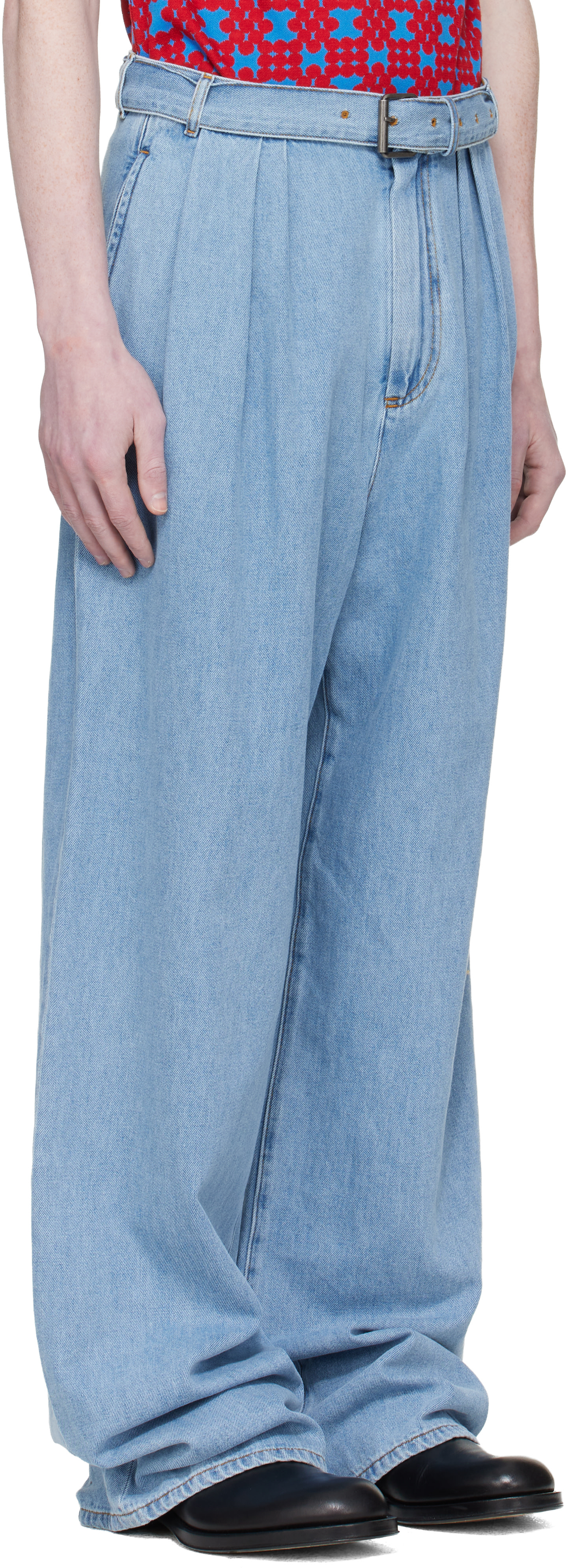 Dries Van Noten - Jean bleu à plis