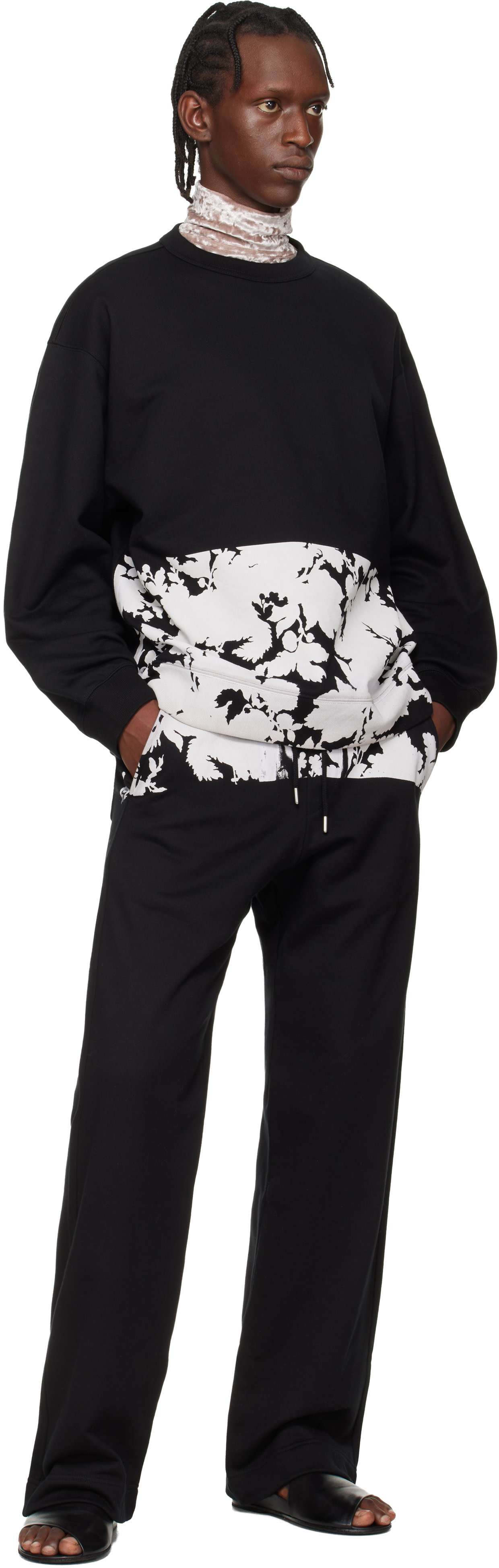 Dries Van Noten: Black Printed Sweatpants | SSENSE