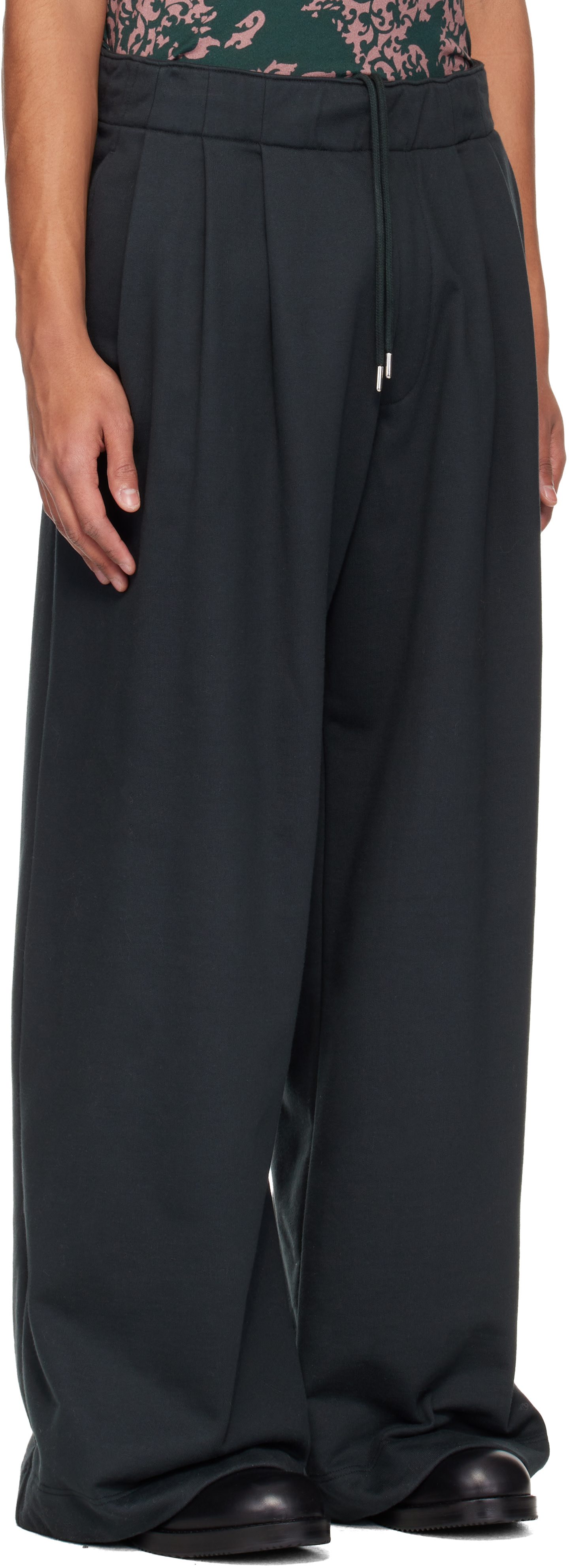 Dries Van Noten: Black Pleated Sweatpants | SSENSE