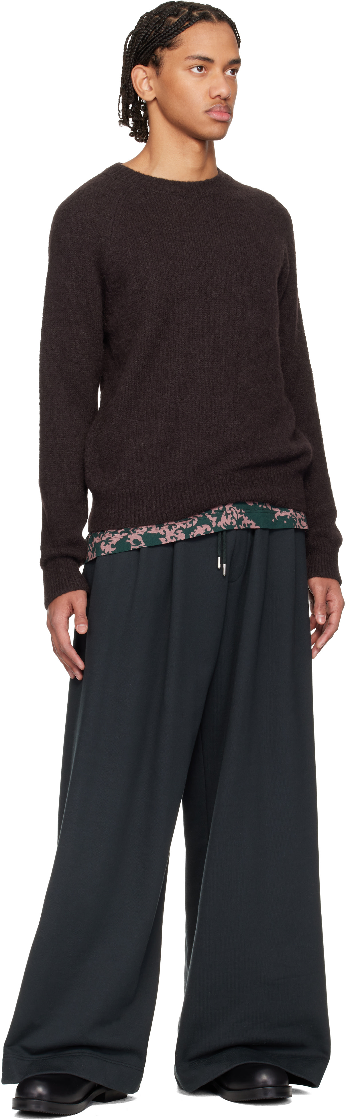 Dries Van Noten: Black Pleated Sweatpants | SSENSE Dries Van Noten: Black Pleated Sweatpants | SSENSE