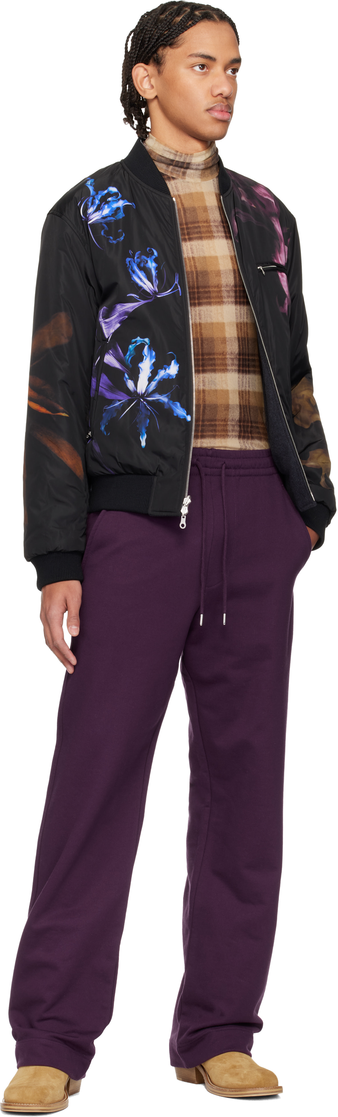 Dries Van Noten - 퍼플 드로우스트링 스웨트팬츠