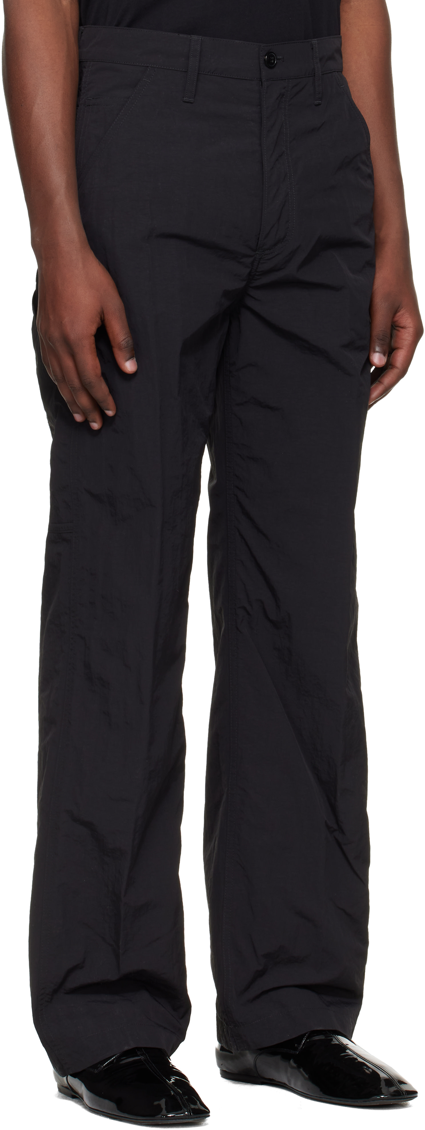 Dries Van Noten: Black Crinkle Cargo Pants | SSENSE