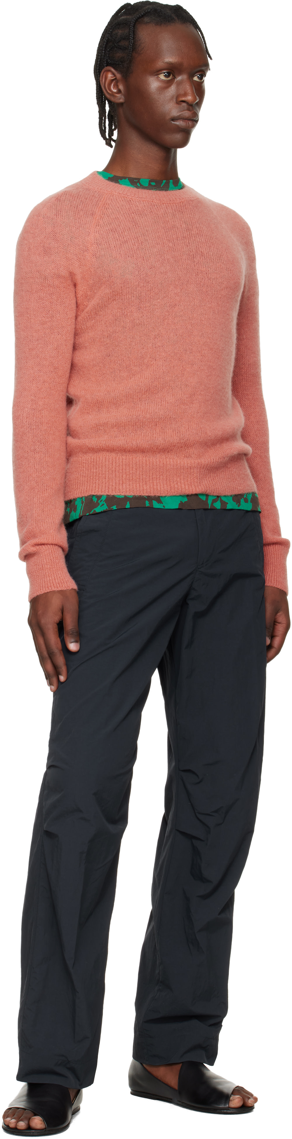 Dries Van Noten: Navy Taffeta Trousers | SSENSE