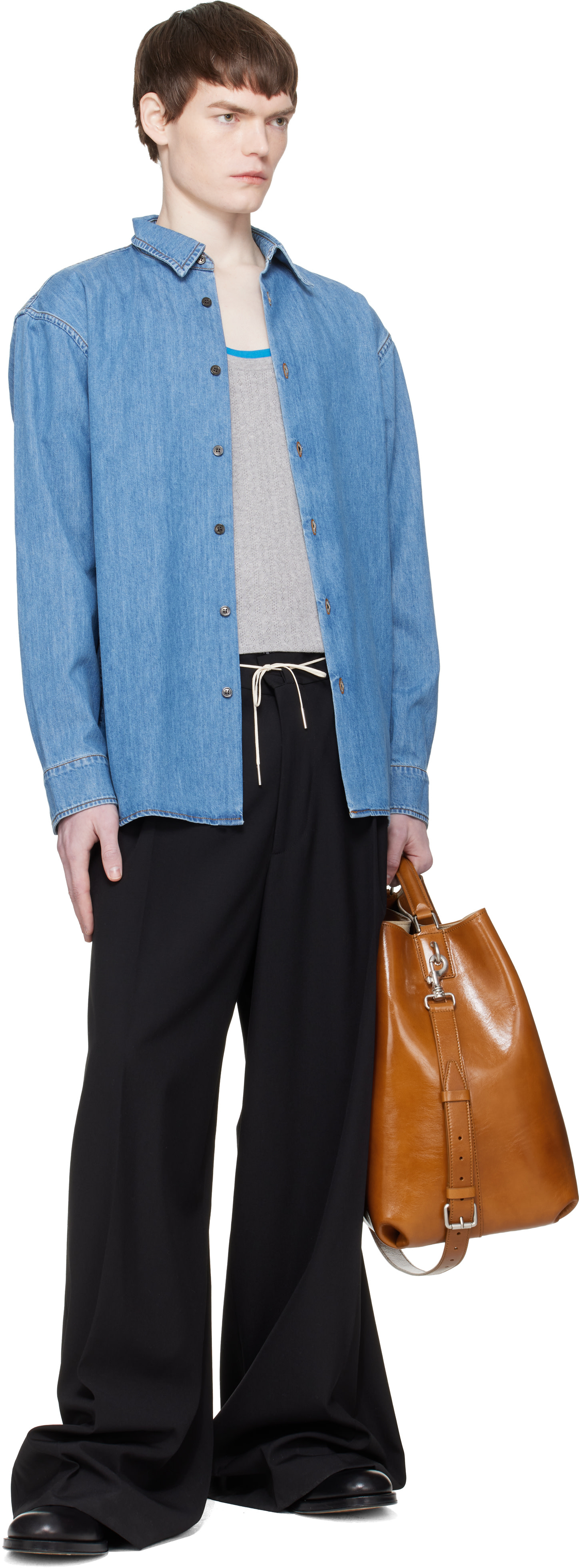 Dries Van Noten: Blue Denim Shirt | SSENSE