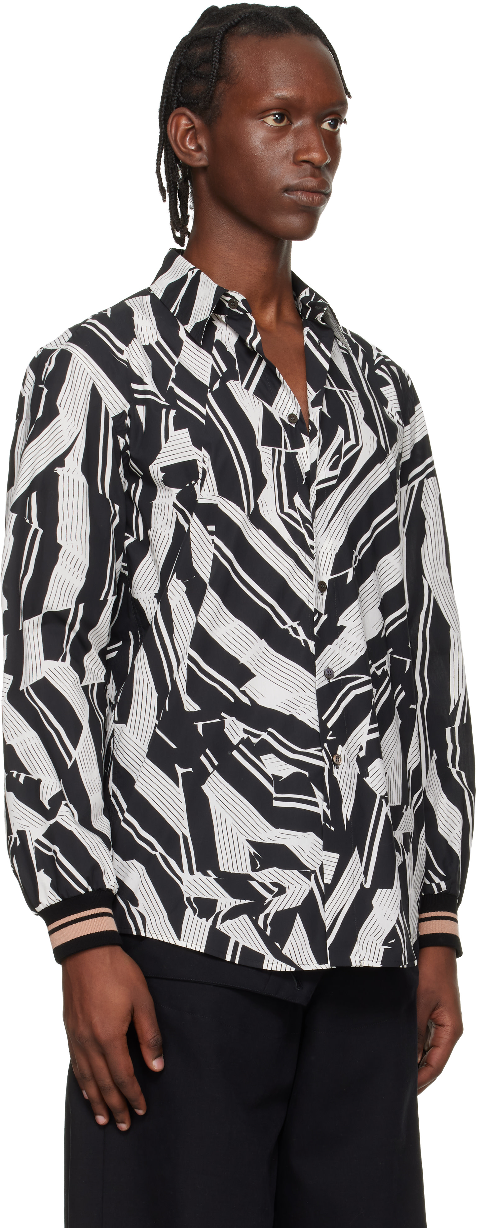 Dries Van Noten: Black & White Poplin Shirt | SSENSE