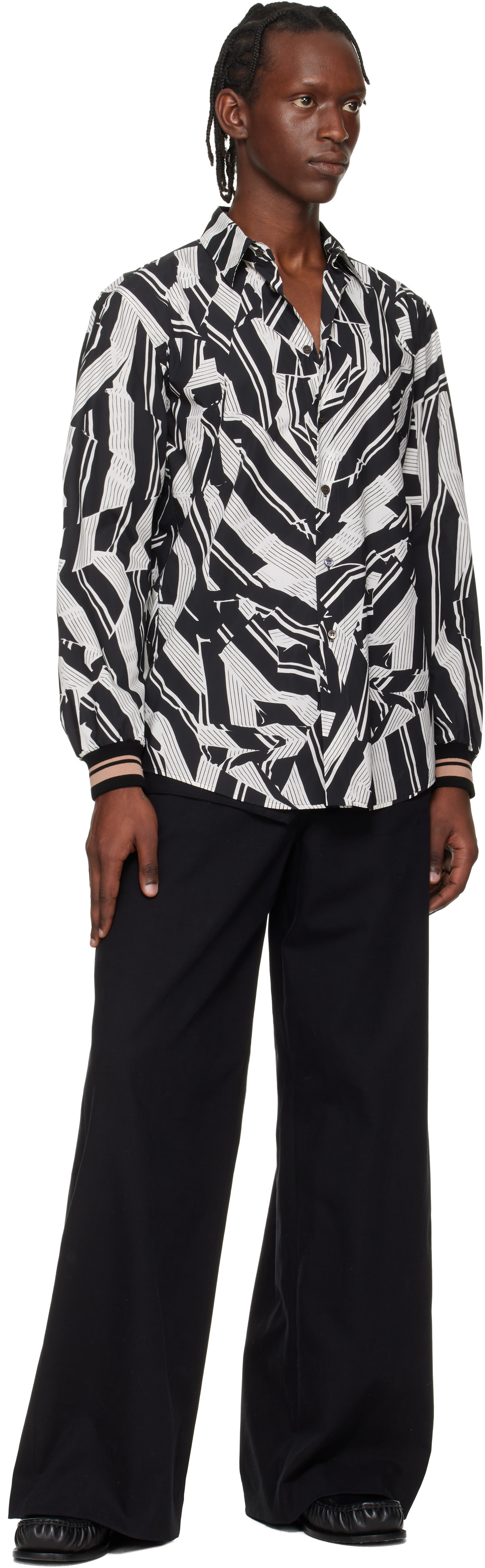Dries Van Noten: Black & White Poplin Shirt | SSENSE