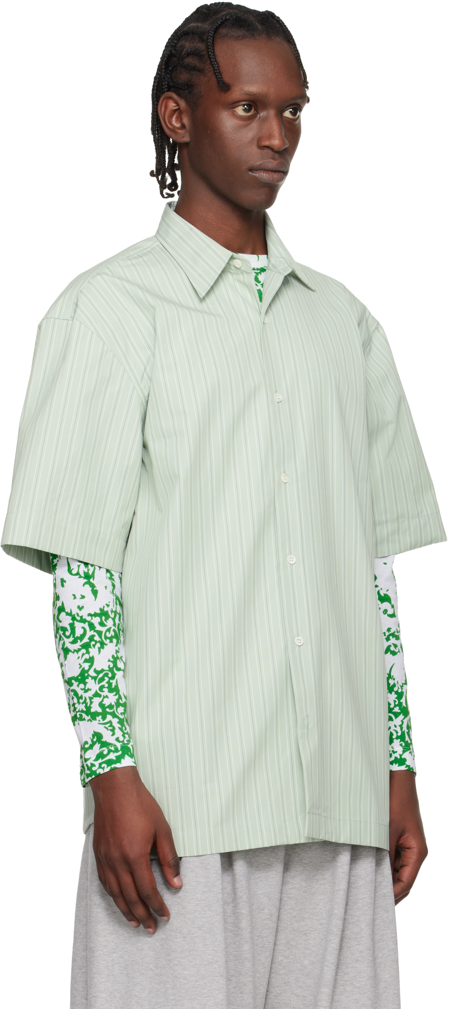 Dries Van Noten - Chemise verte à rayures