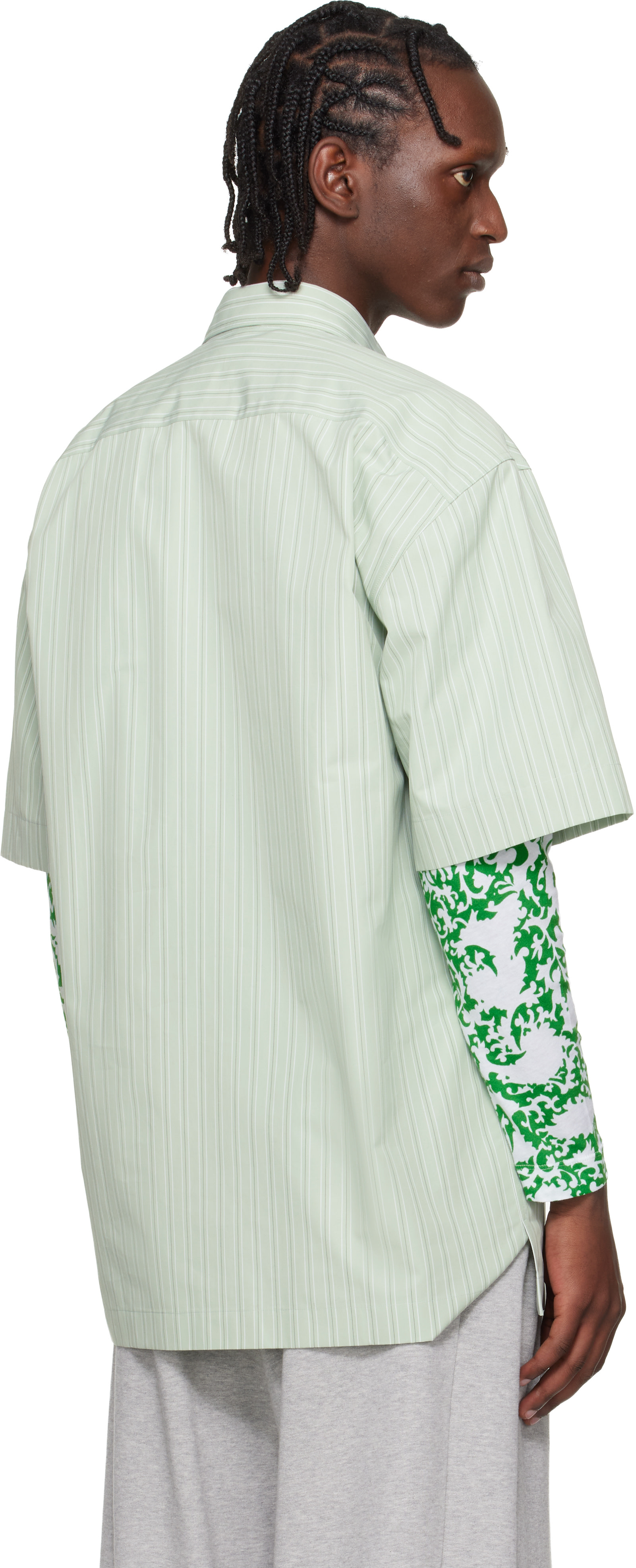 Dries Van Noten - Chemise verte à rayures