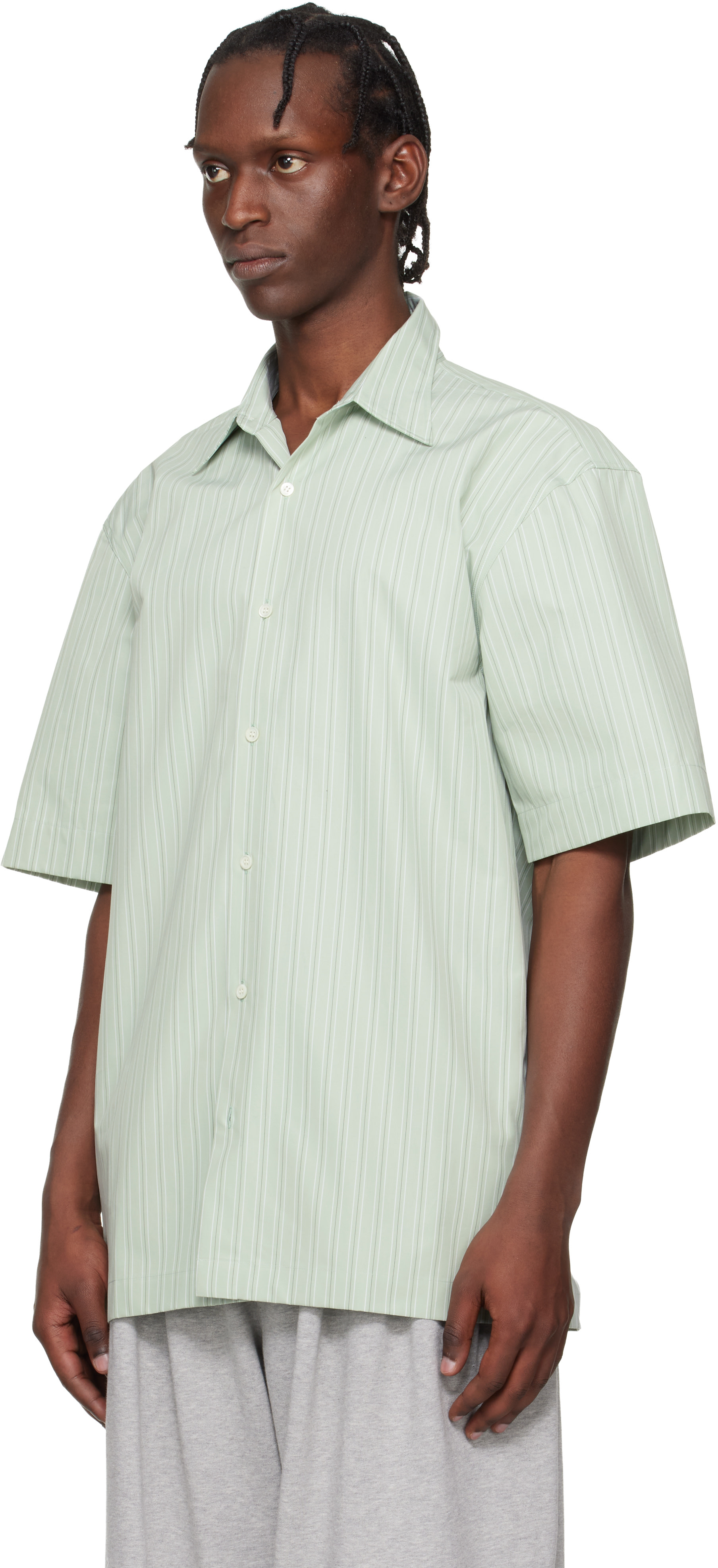 Dries Van Noten - Chemise verte à rayures