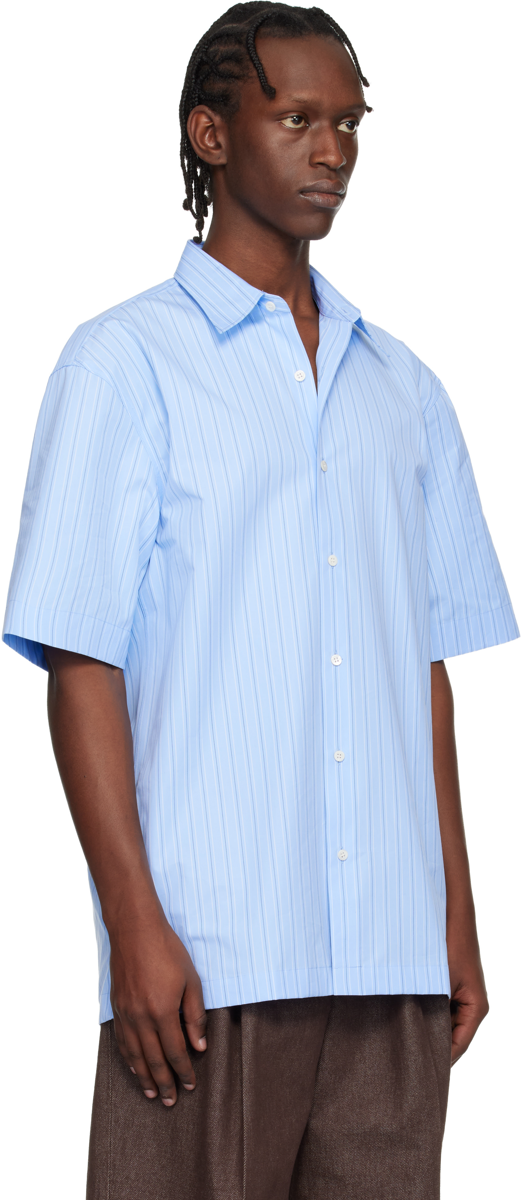 Dries Van Noten: Blue Striped Shirt | SSENSE