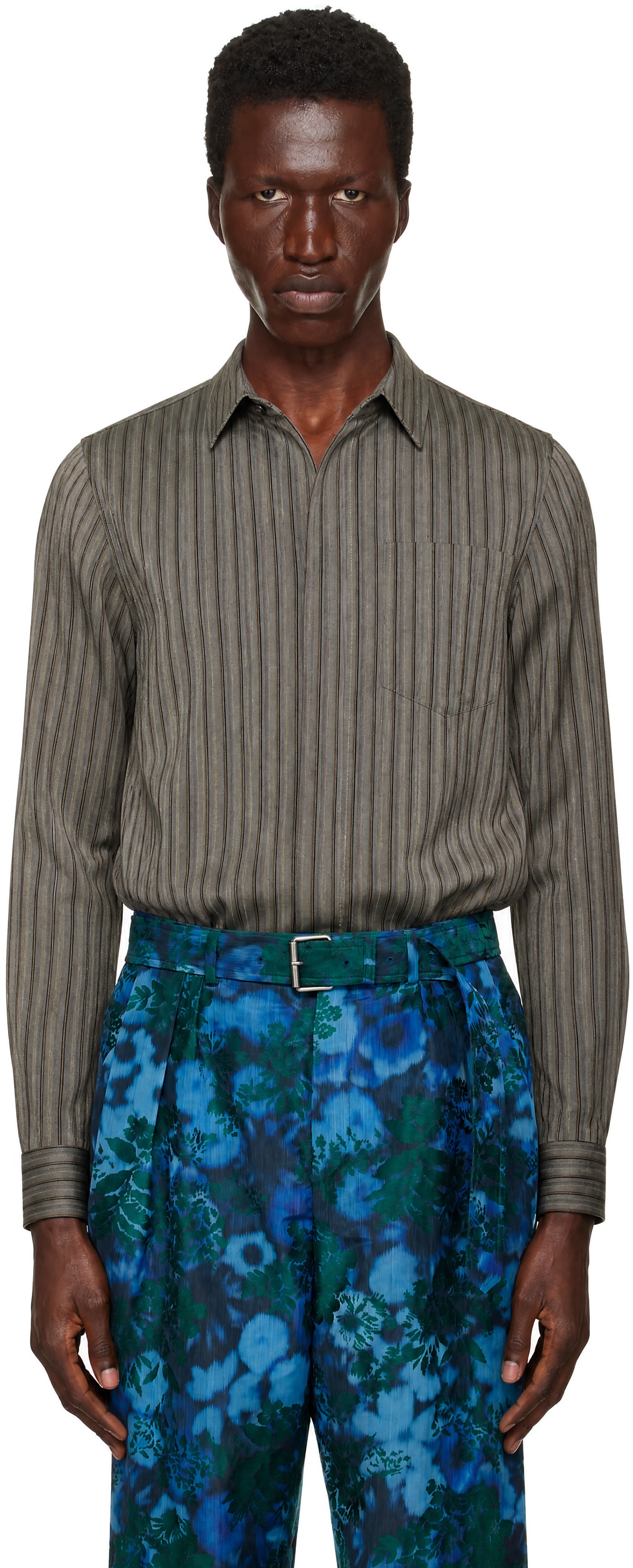 Dries Van Noten - Gray Viscose Zip Shirt