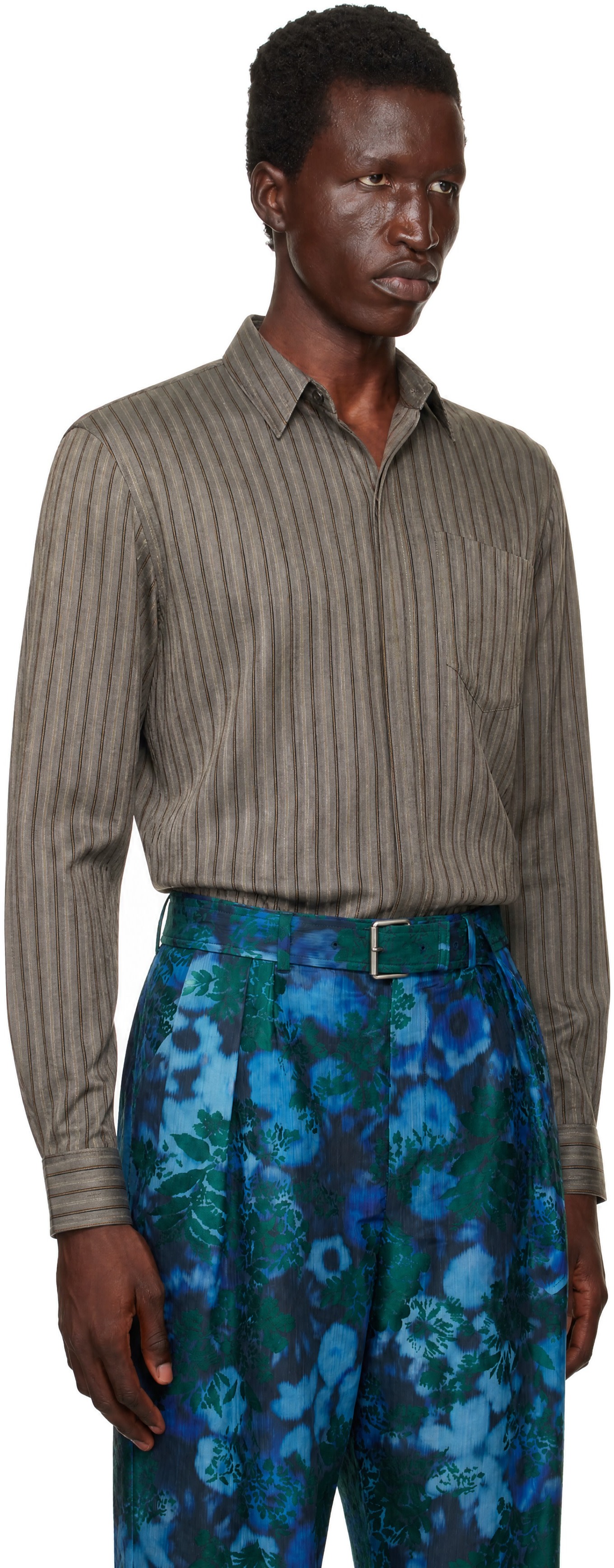 Dries Van Noten - Gray Viscose Zip Shirt