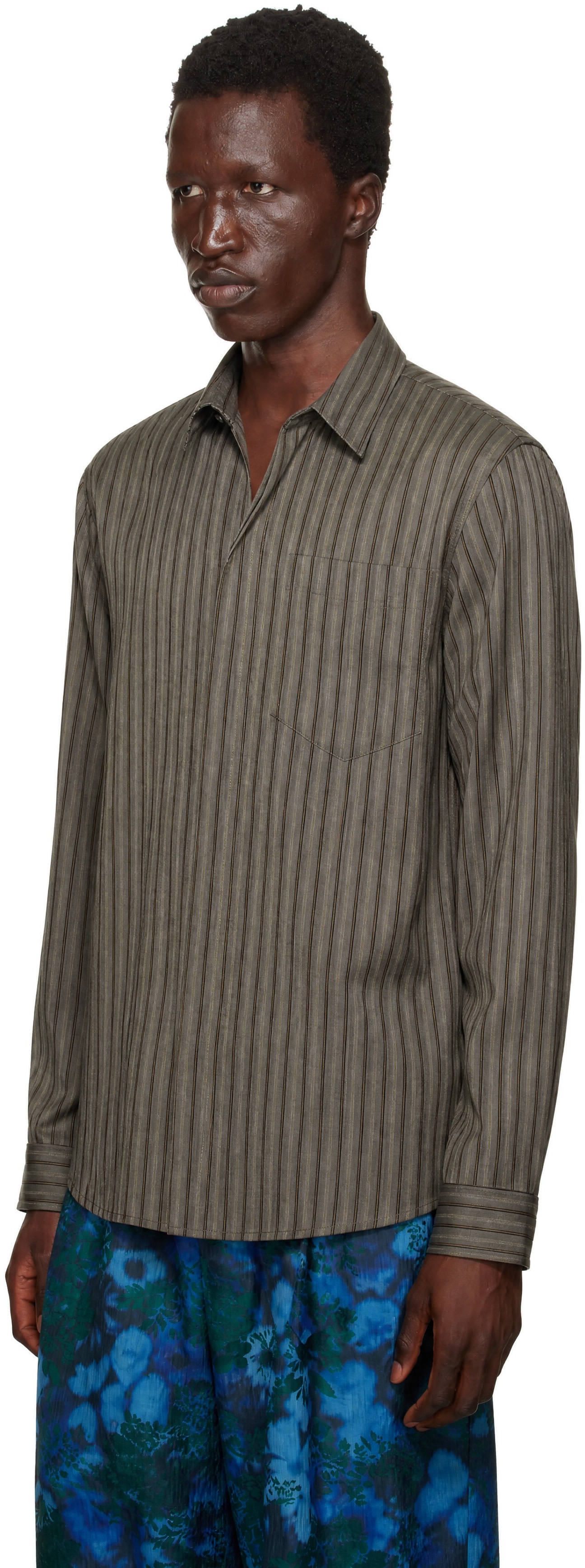 Dries Van Noten - Gray Viscose Zip Shirt