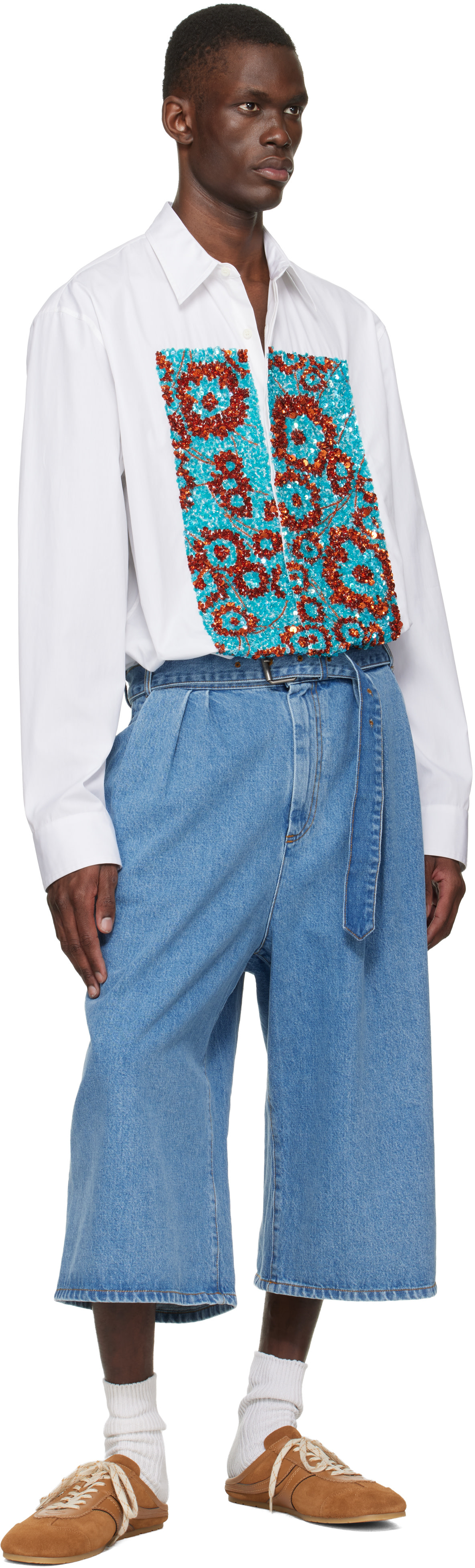 Dries Van Noten - 화이트 시퀸 셔츠