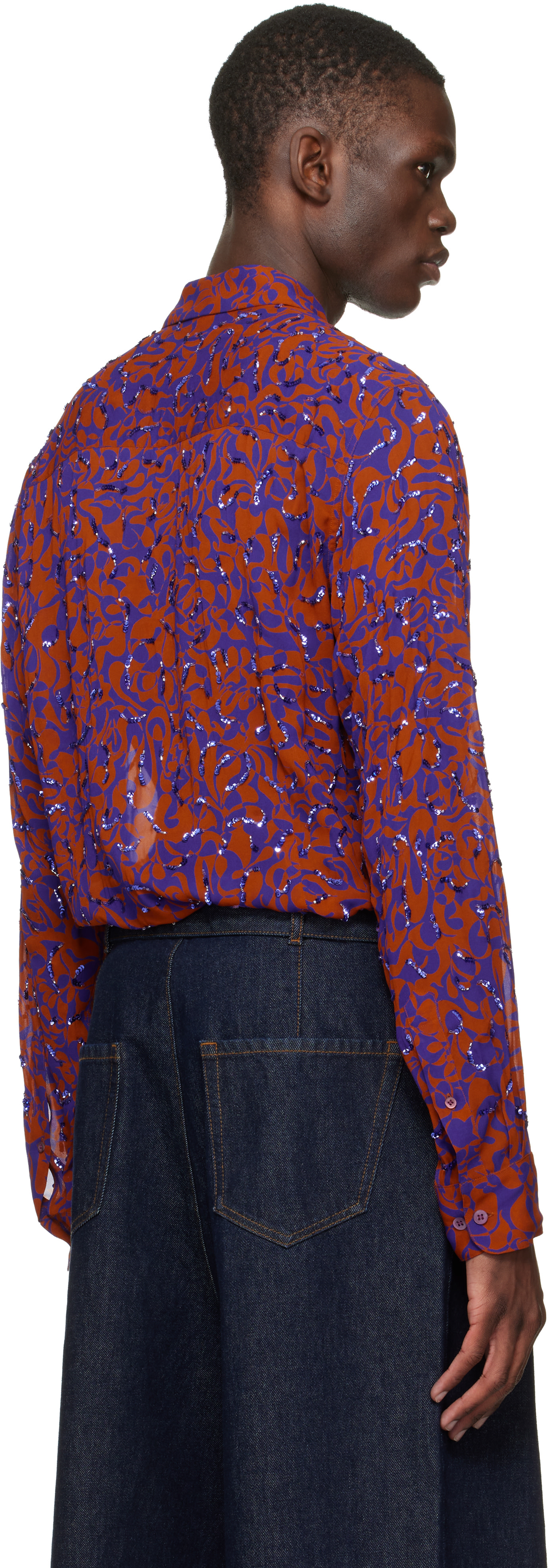 Dries Van Noten: Orange & Purple Floral Shirt | SSENSE
