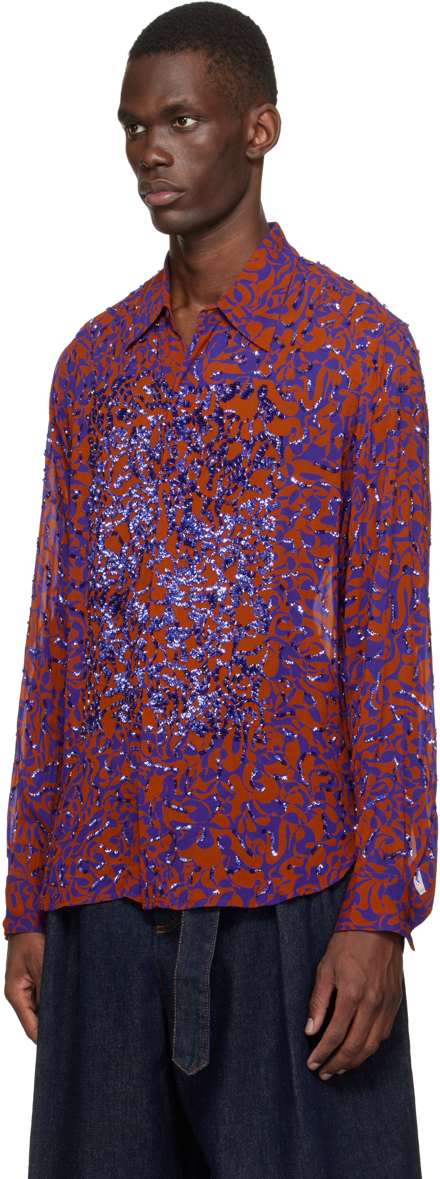 Dries Van Noten: Orange & Purple Floral Shirt | SSENSE