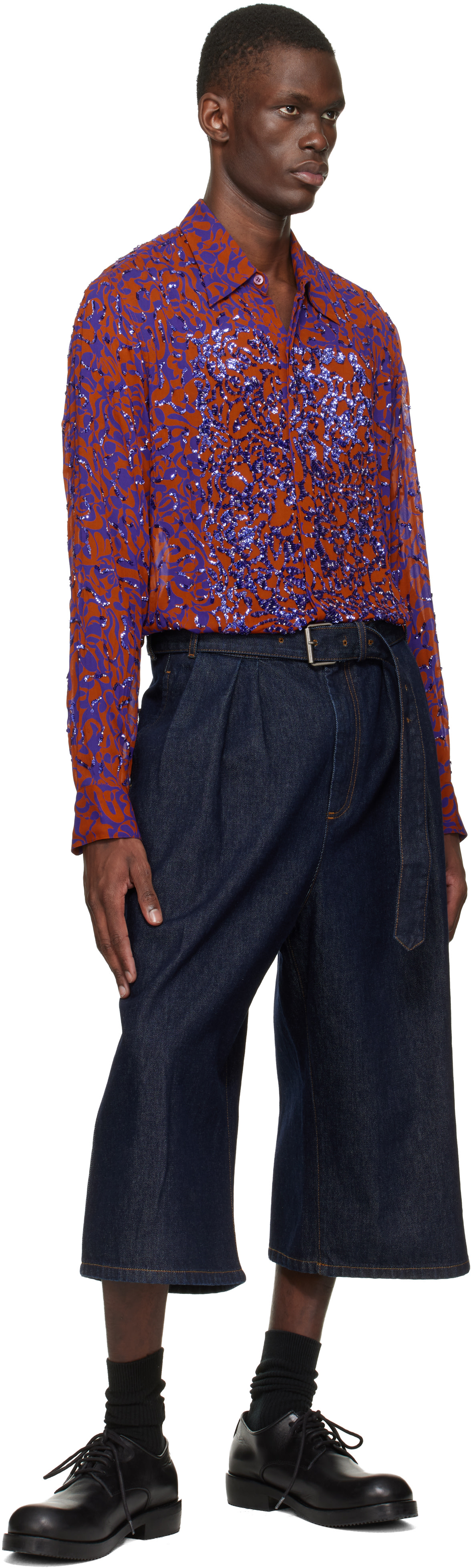 Dries Van Noten: Orange & Purple Floral Shirt | SSENSE