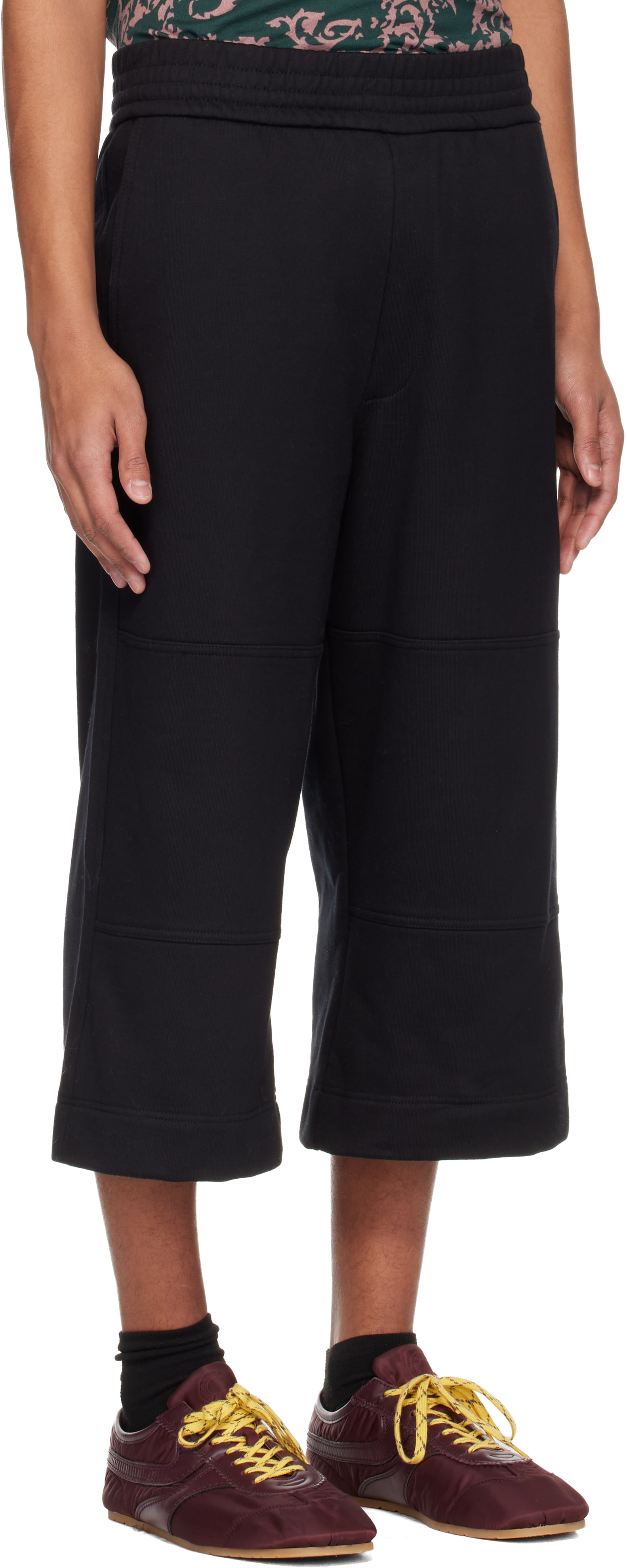 dries van noten 14aw ワイドショーツ ブラック Dries Van Noten: Black Loose Cotton Shorts | SSENSE
