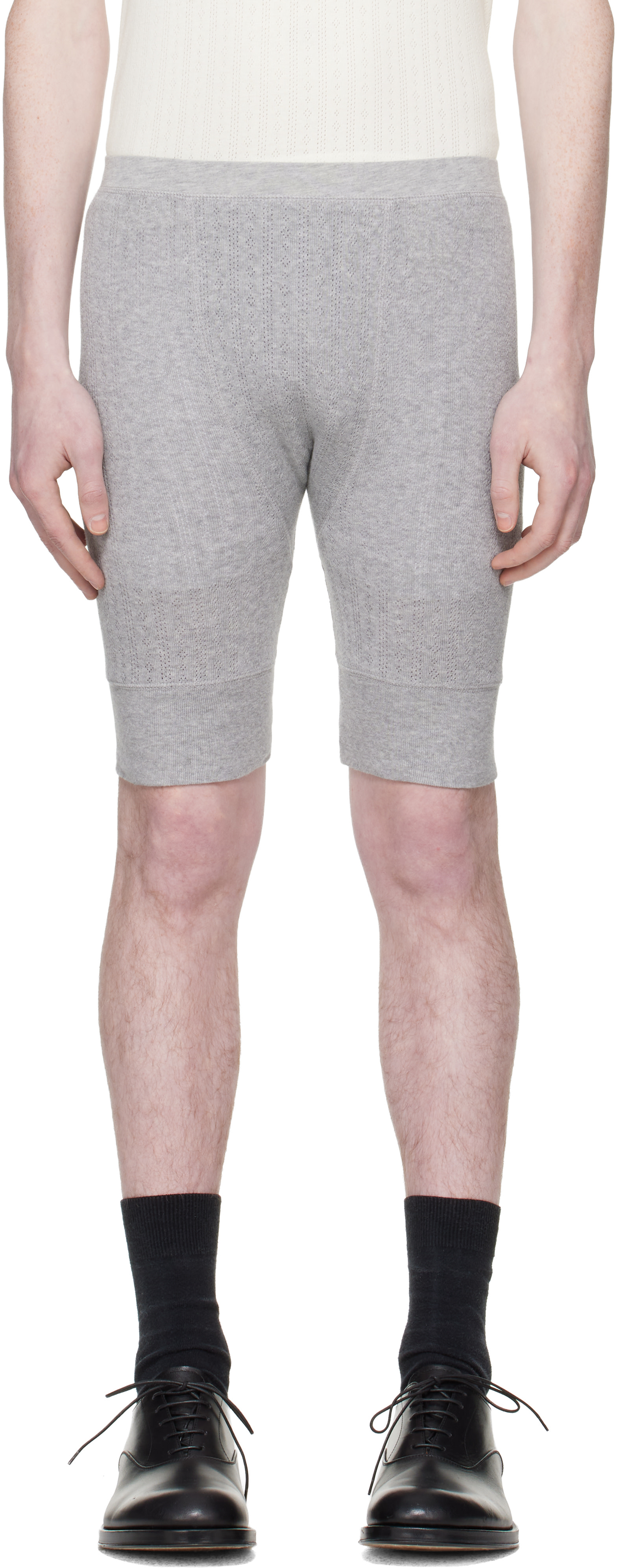 Dries Van Noten - Short gris en pointelle