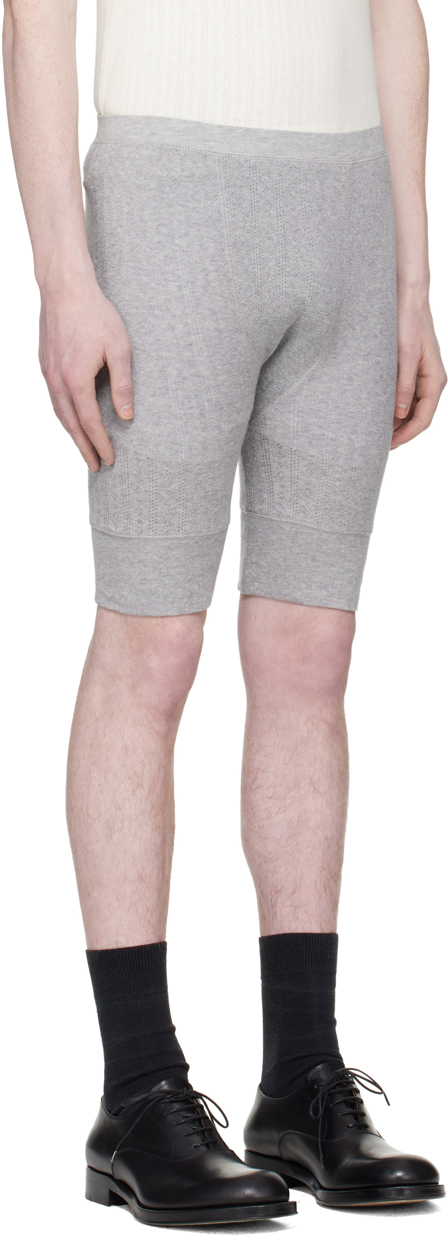 Dries Van Noten - Short gris en pointelle
