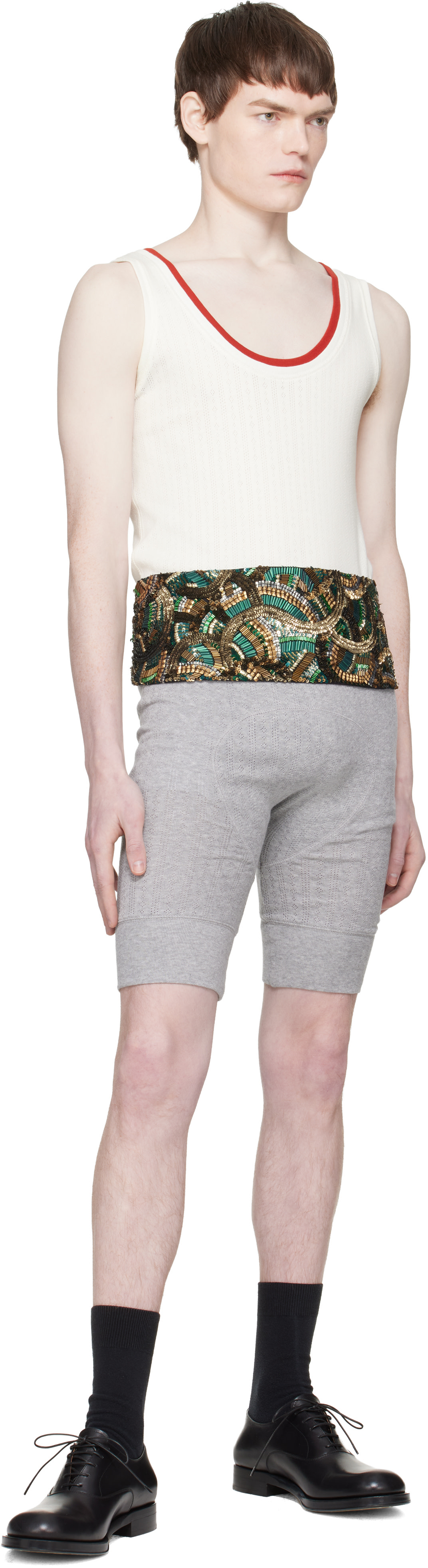 Dries Van Noten - Short gris en pointelle