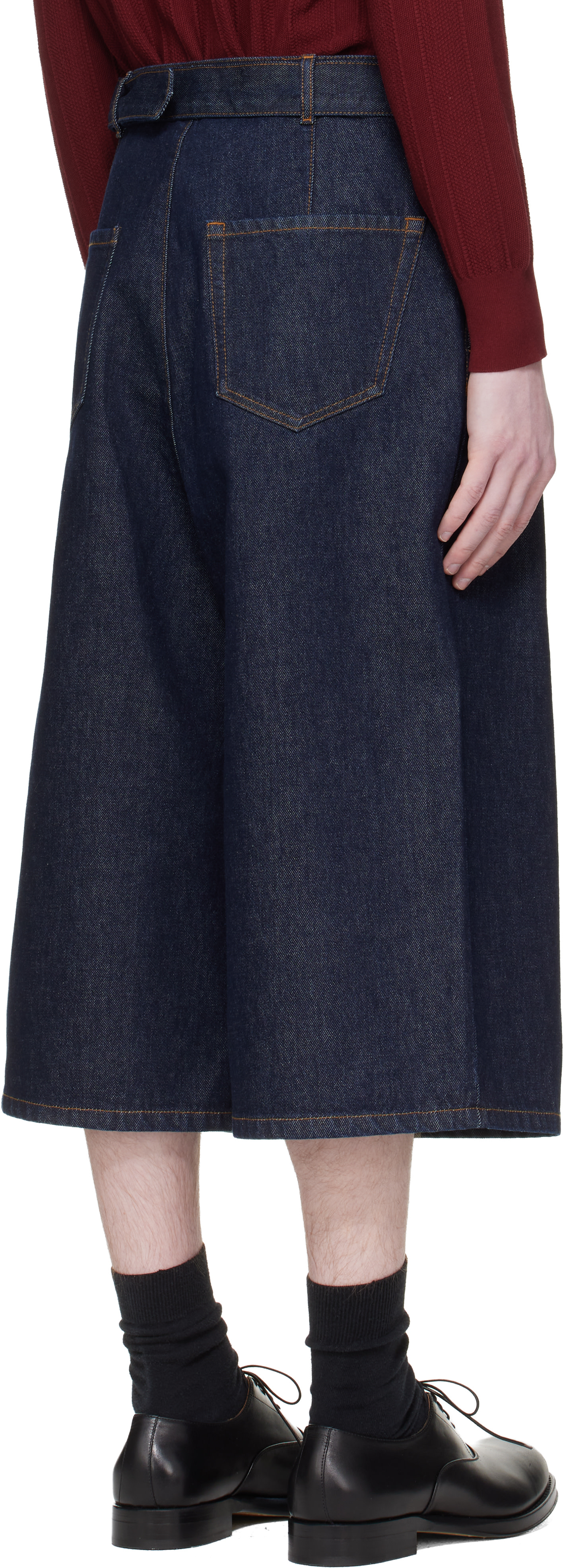 Dries Van Noten: ネイビー タック デニムショートパンツ | SSENSE 日本