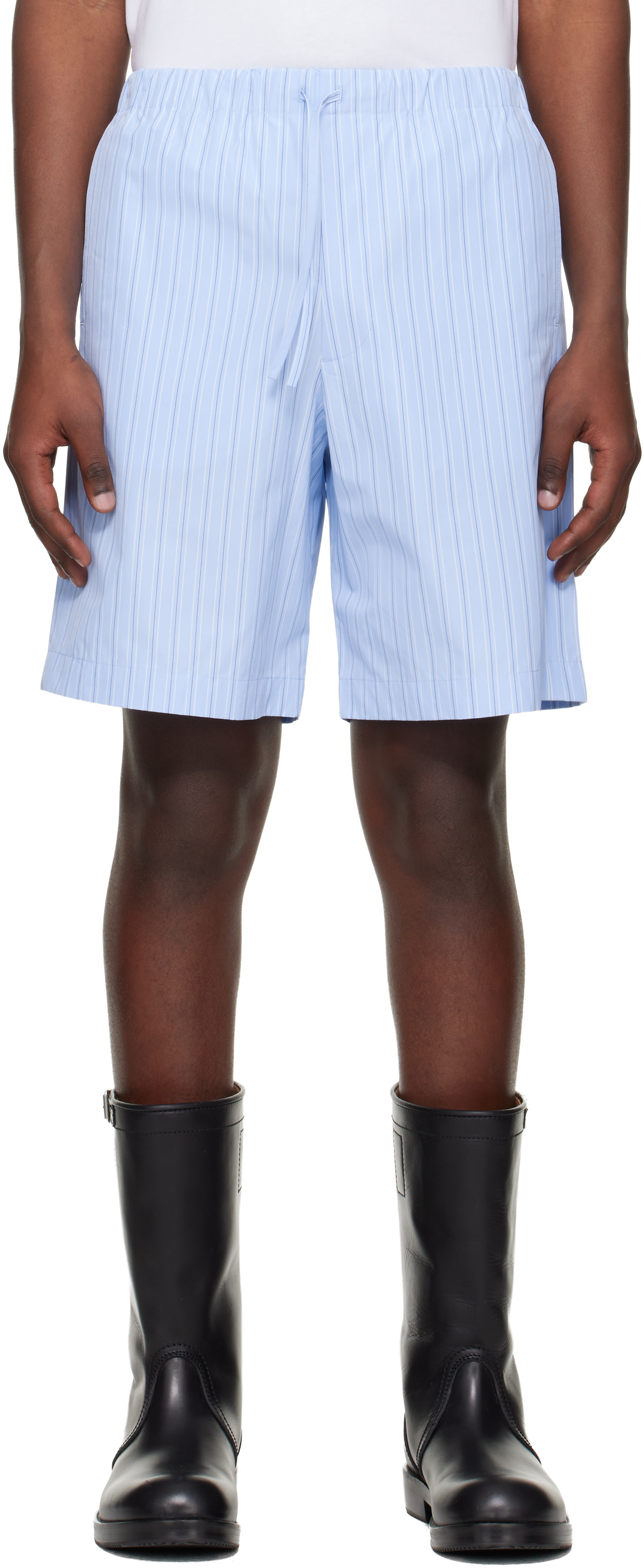 Dries Van Noten - Short bleu en coton