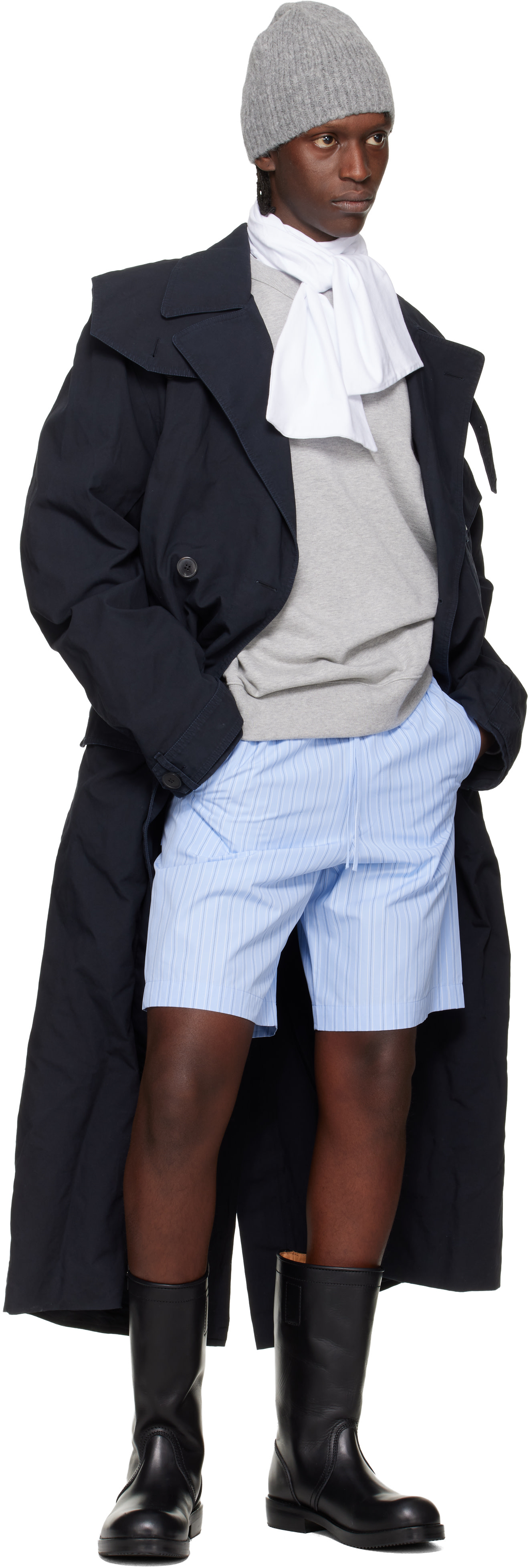 Dries Van Noten - Short bleu en coton