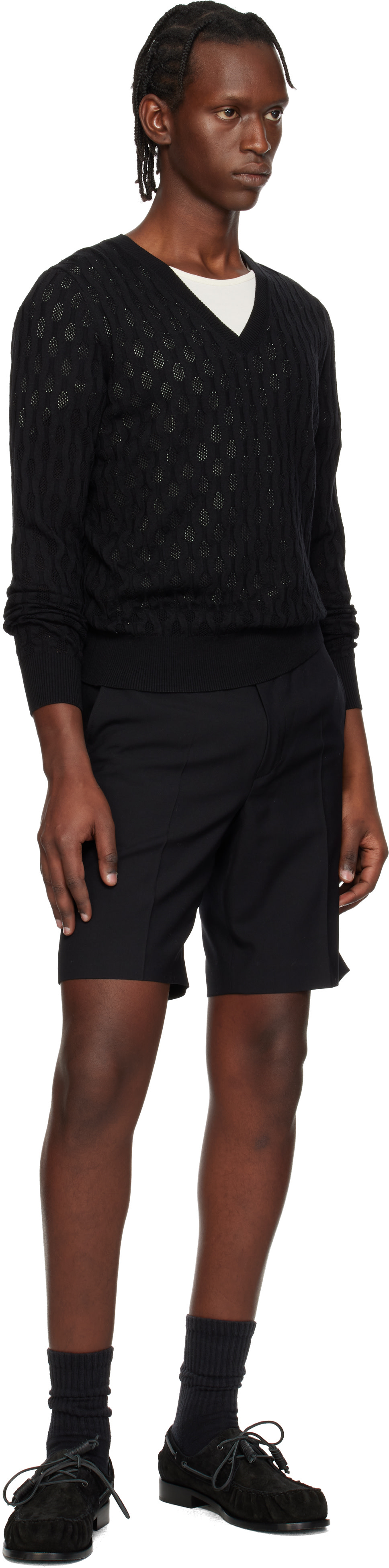 Dries Van Noten - Short noir à plis