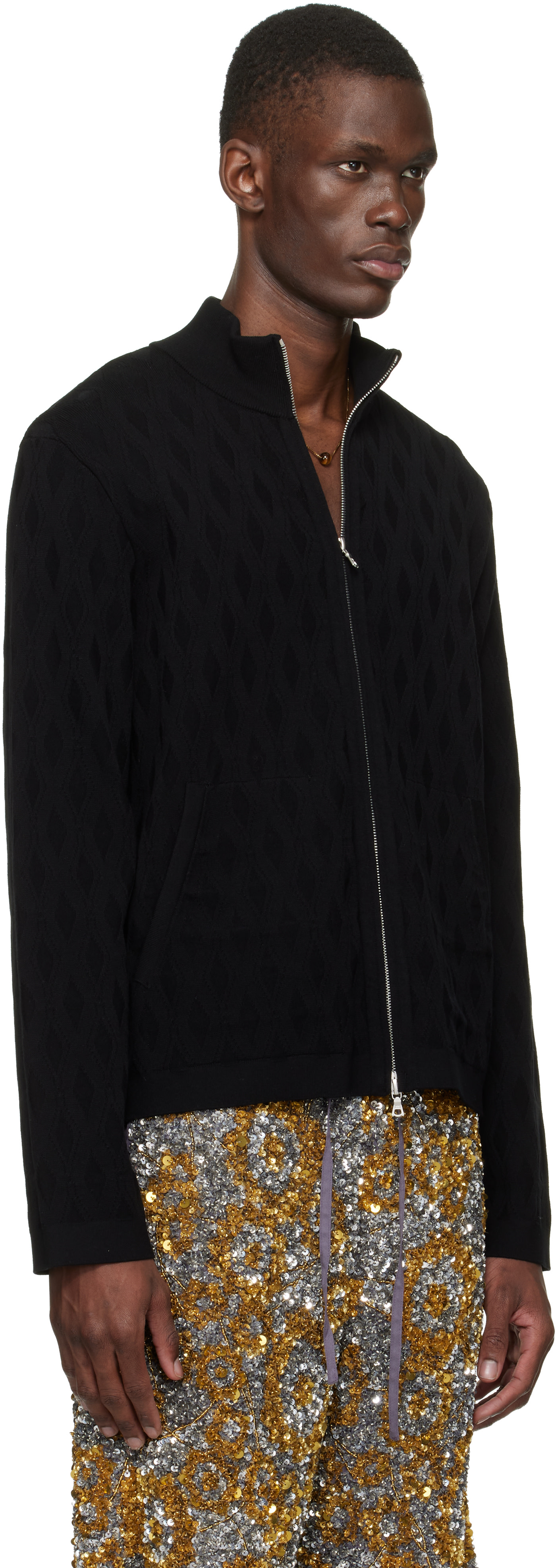 Dries Van Noten - Pull noir à glissière