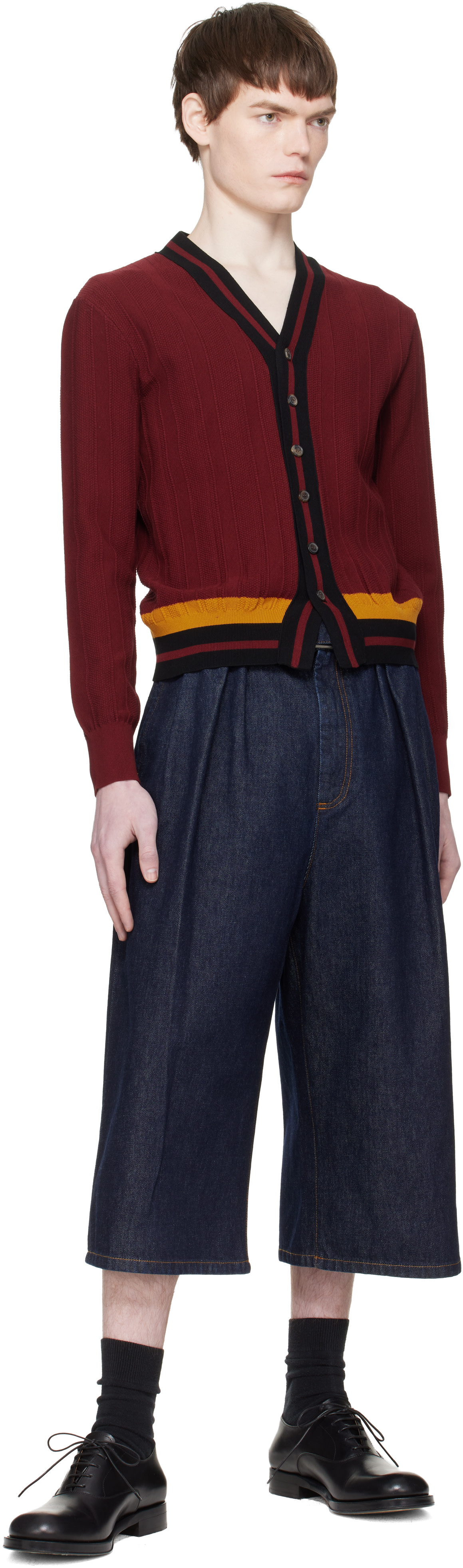 Dries Van Noten: Red Block Stripe Cardigan | SSENSE