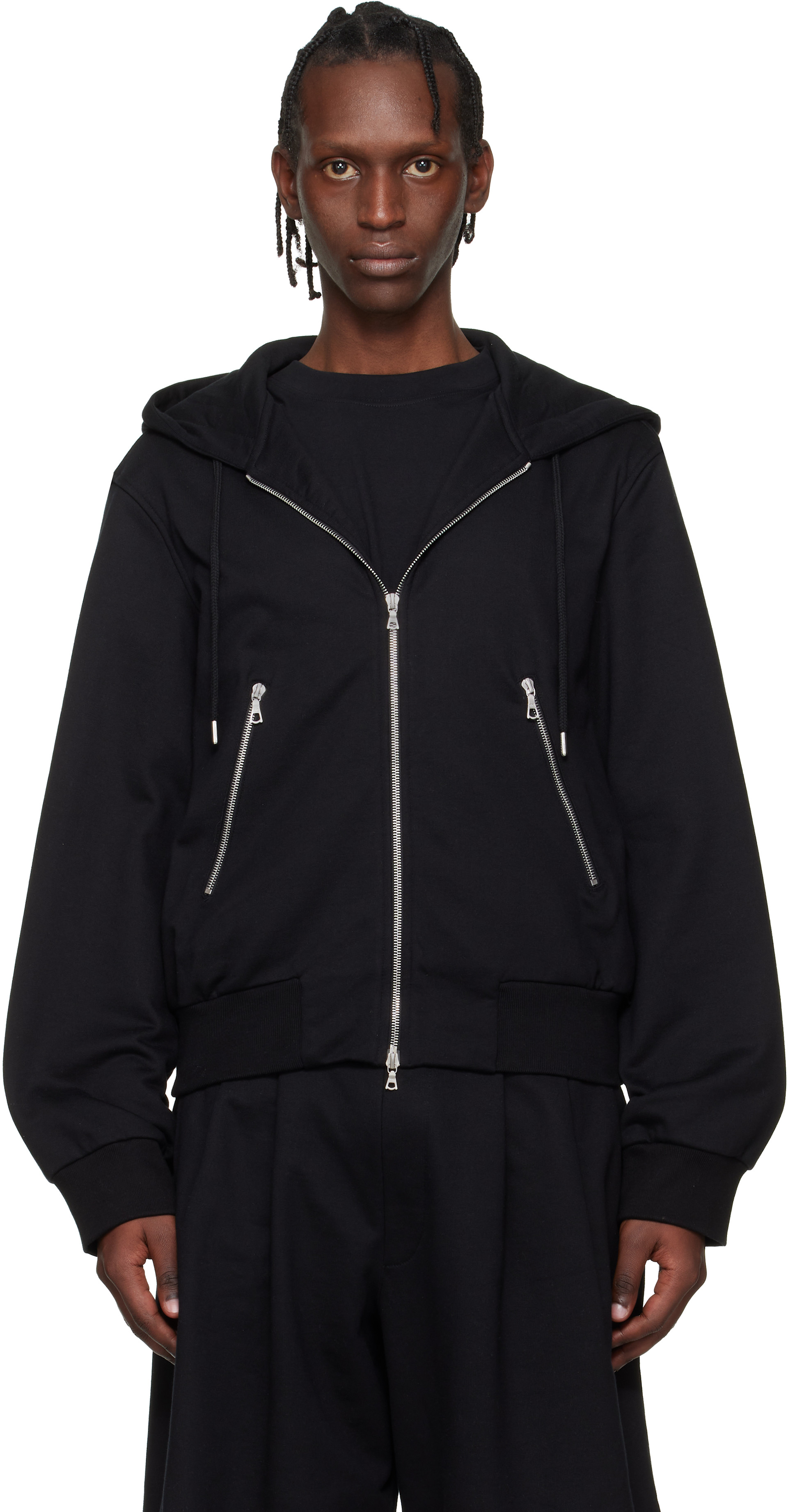 Dries Van Noten: Black Loose Zipped Hoodie | SSENSE