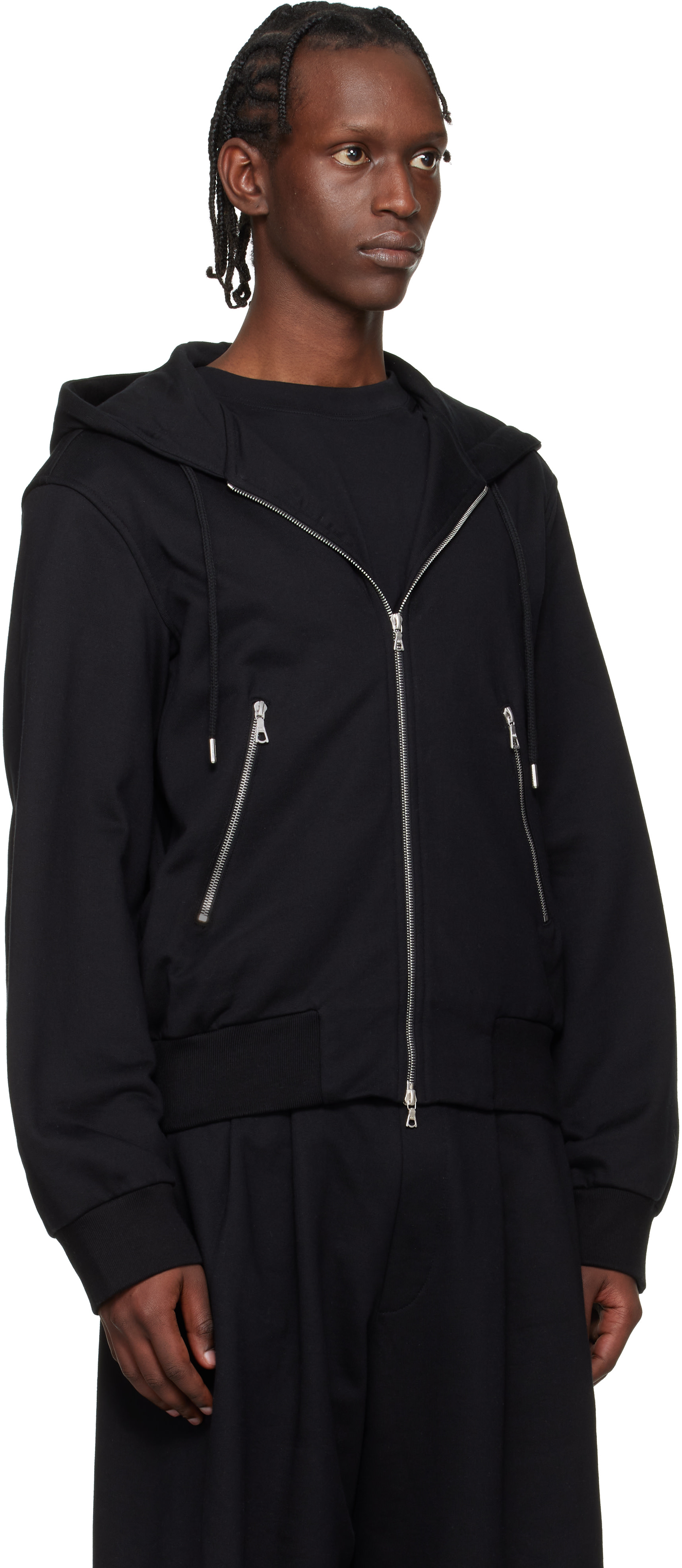 Dries Van Noten: Black Loose Zipped Hoodie | SSENSE