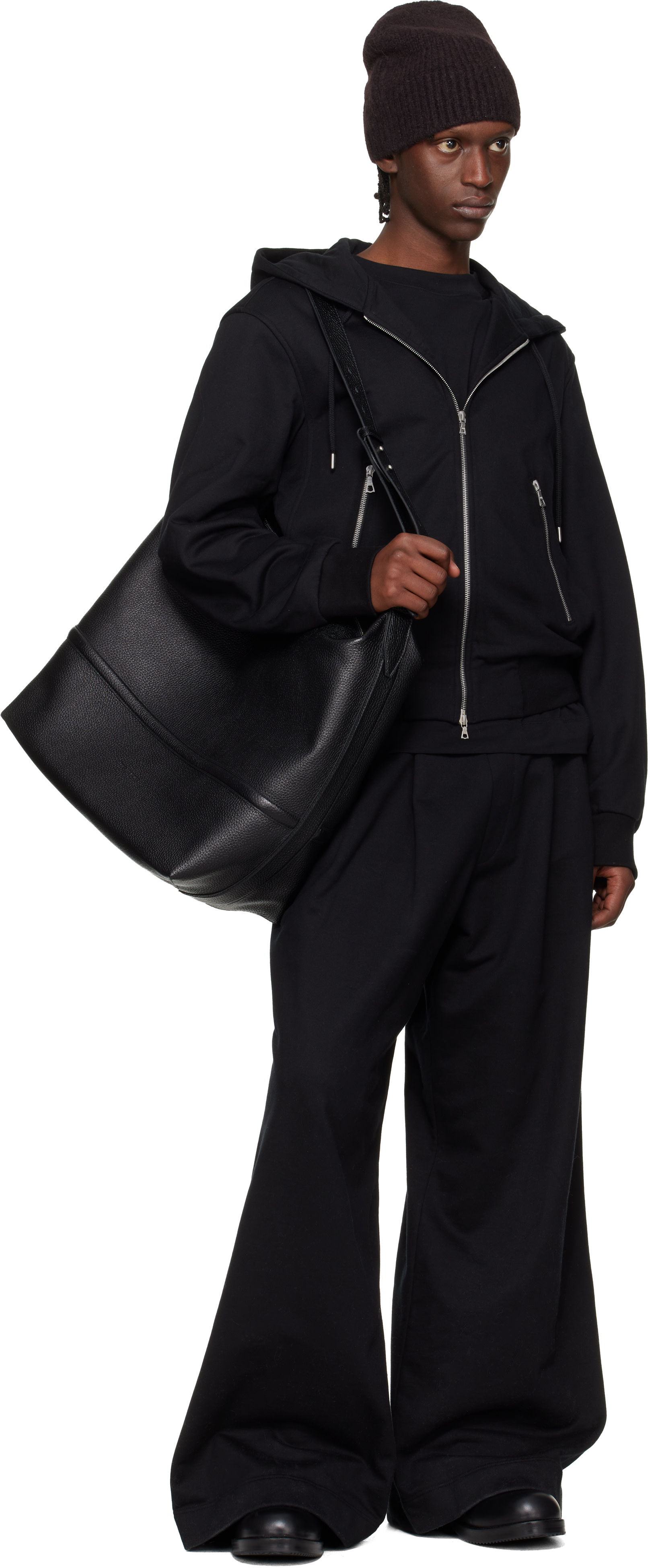 Dries Van Noten: Black Loose Zipped Hoodie | SSENSE