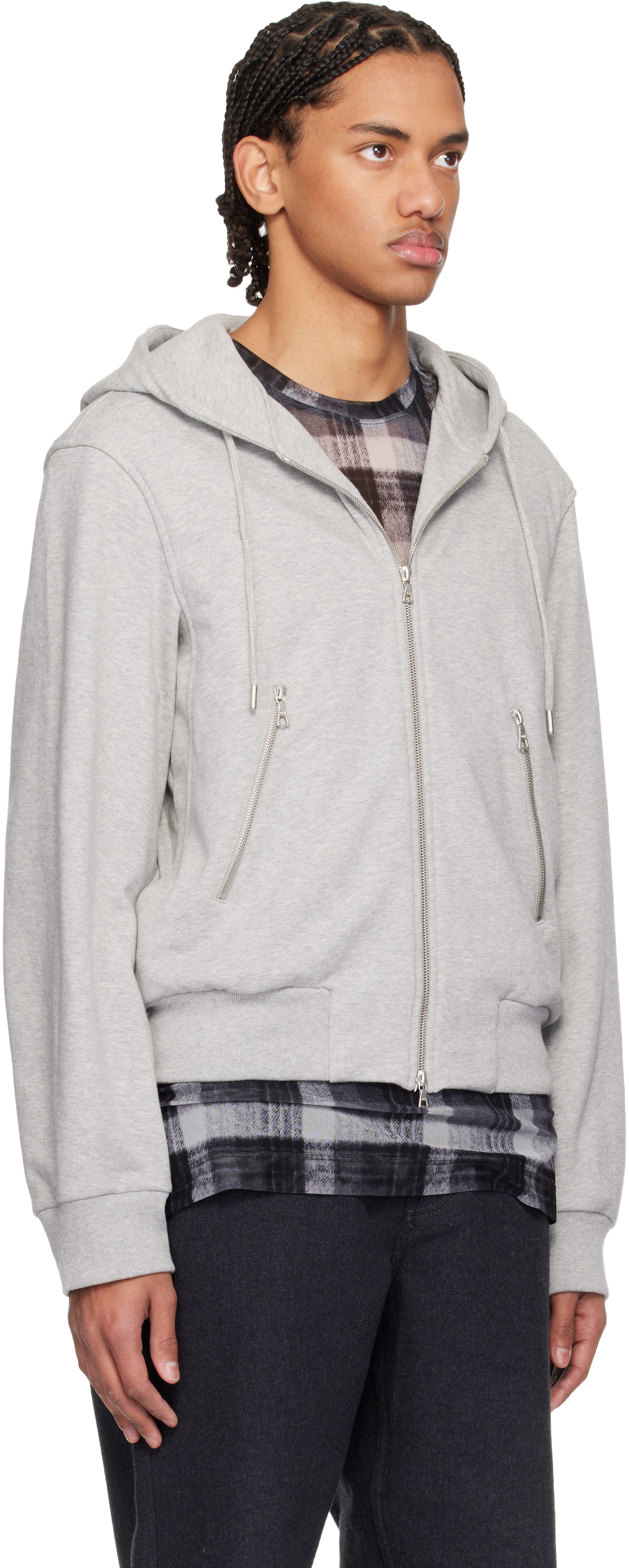 Dries Van Noten: Gray Loose Zipped Hoodie | SSENSE