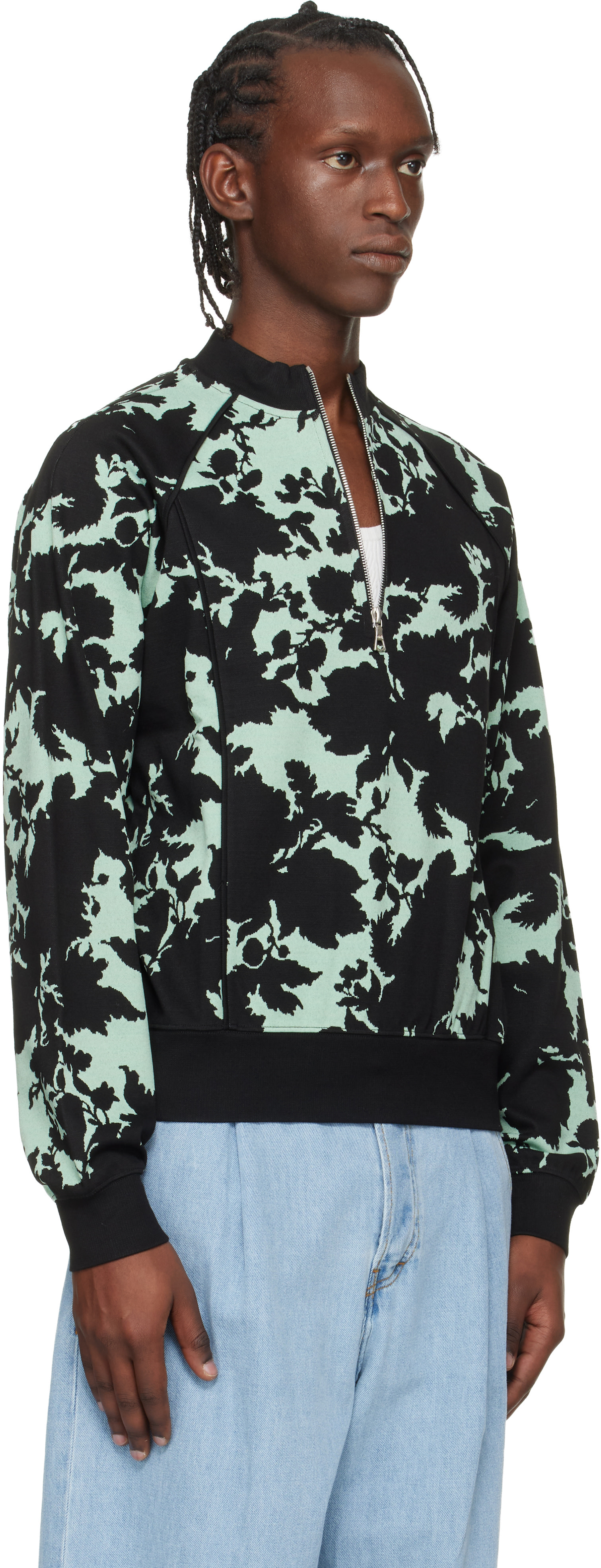 Dries Van Noten: Green & Black Jacquard Track Jacket | SSENSE