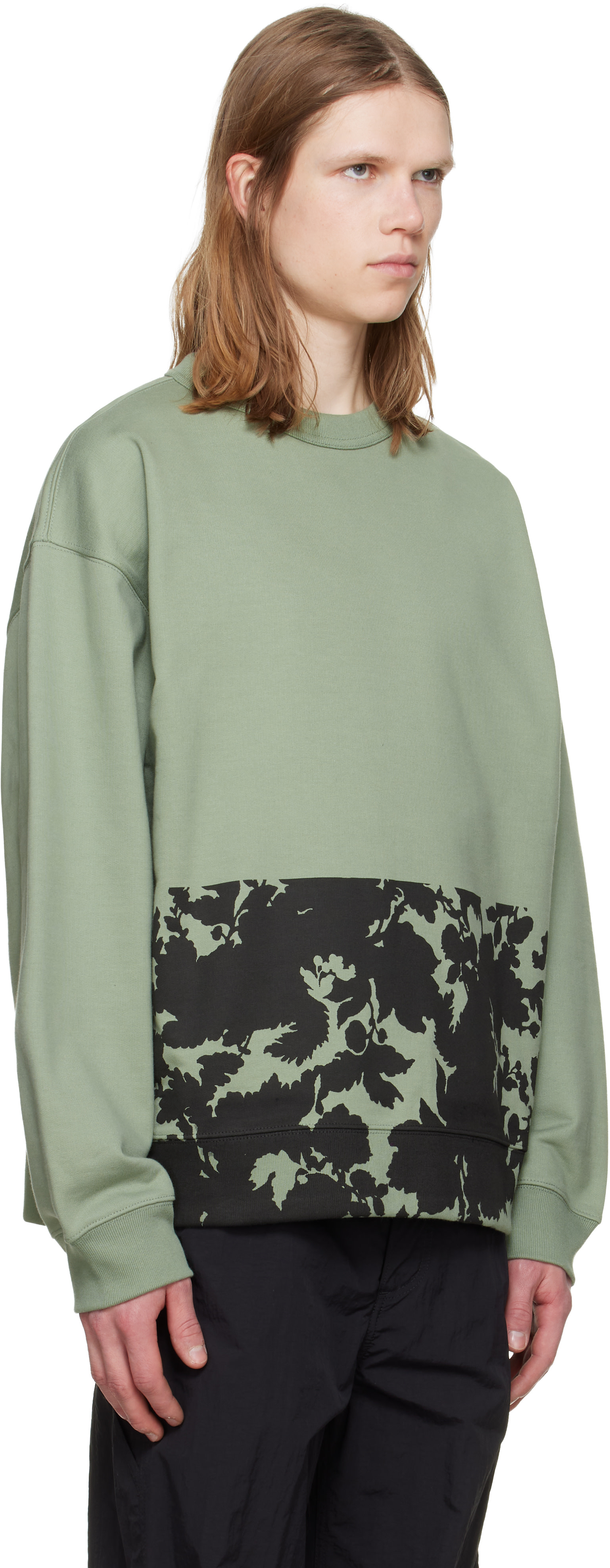 Dries Van Noten - Pull molletonné vert à motif fleuri
