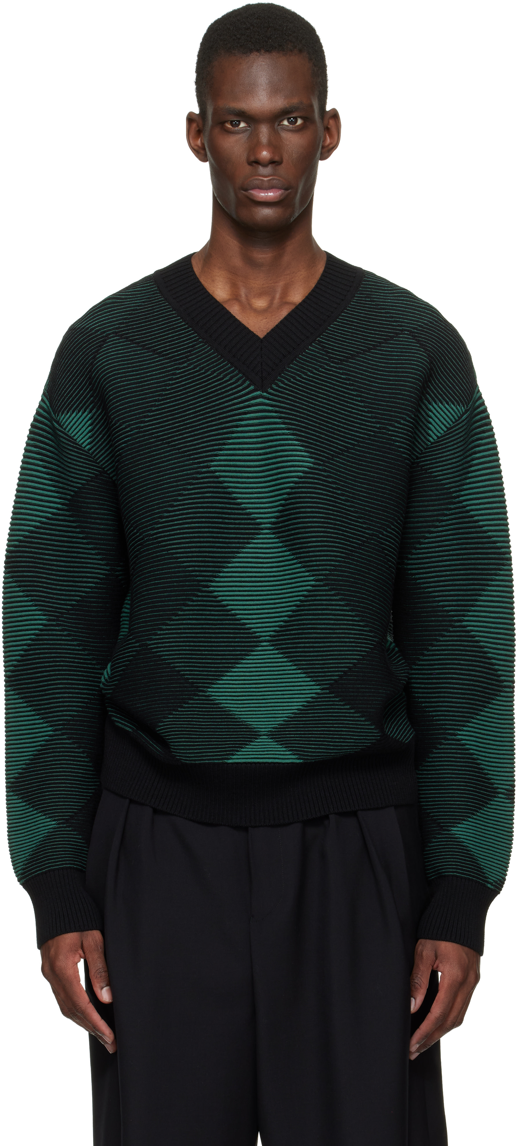 Dries Van Noten - Pull vert à motif argyle
