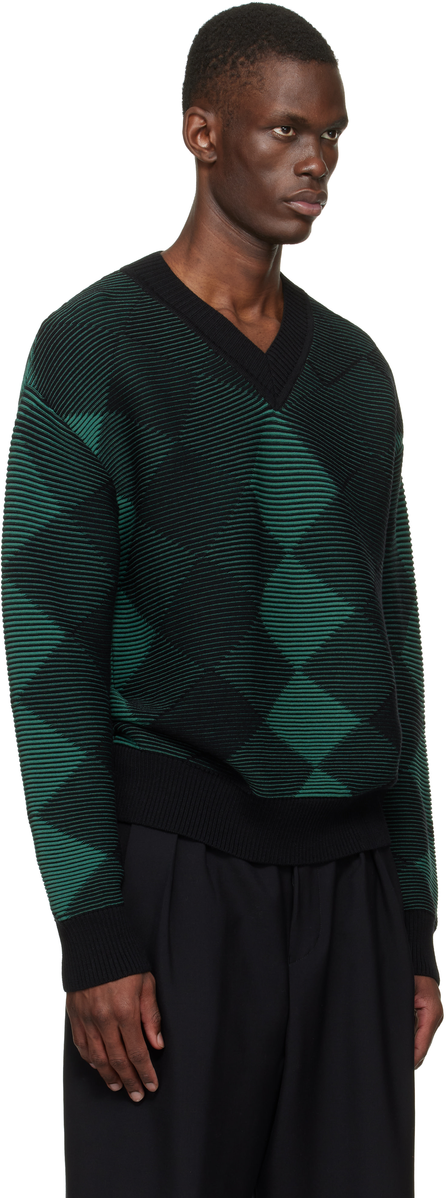 Dries Van Noten - Pull vert à motif argyle