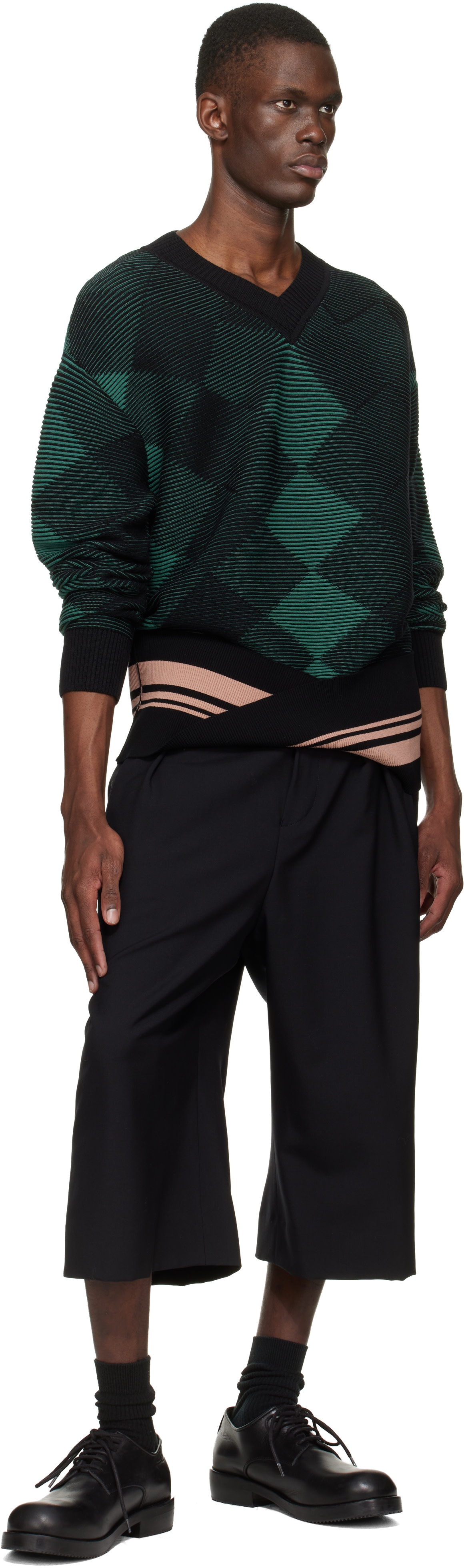 Dries Van Noten - Pull vert à motif argyle
