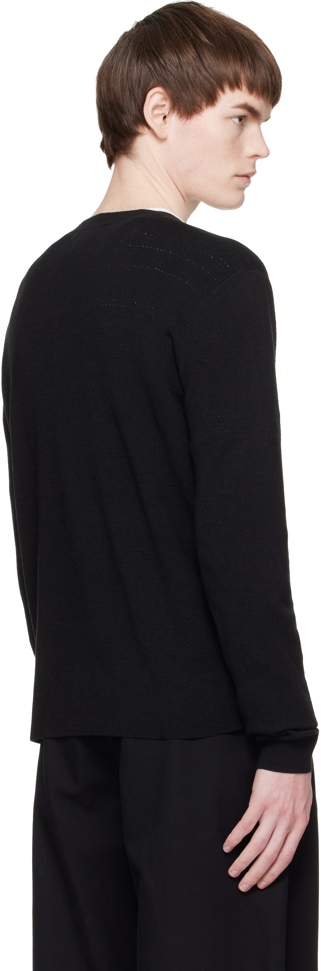 Dries Van Noten - Pull noir en pointelle