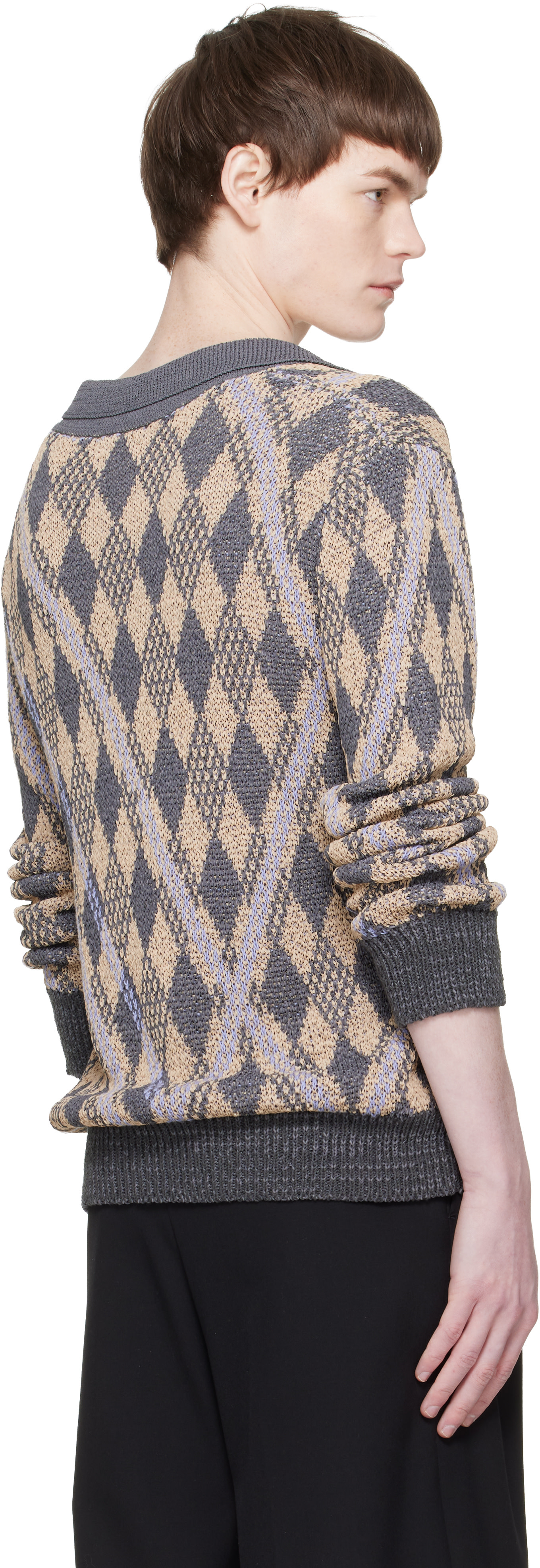 Dries Van Noten - Gray & Beige Knit Polo