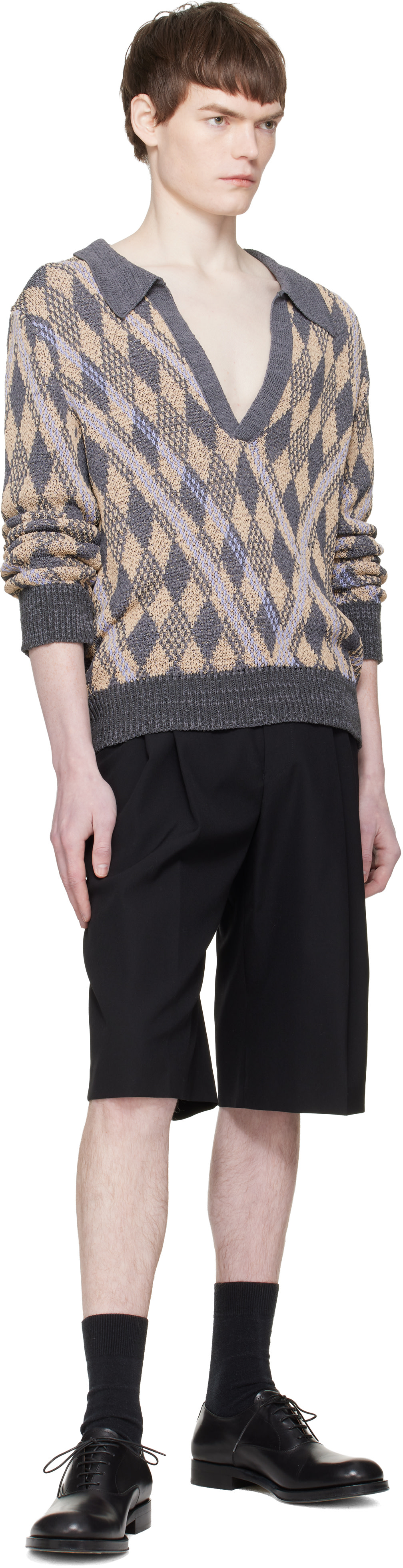 Dries Van Noten - Gray & Beige Knit Polo