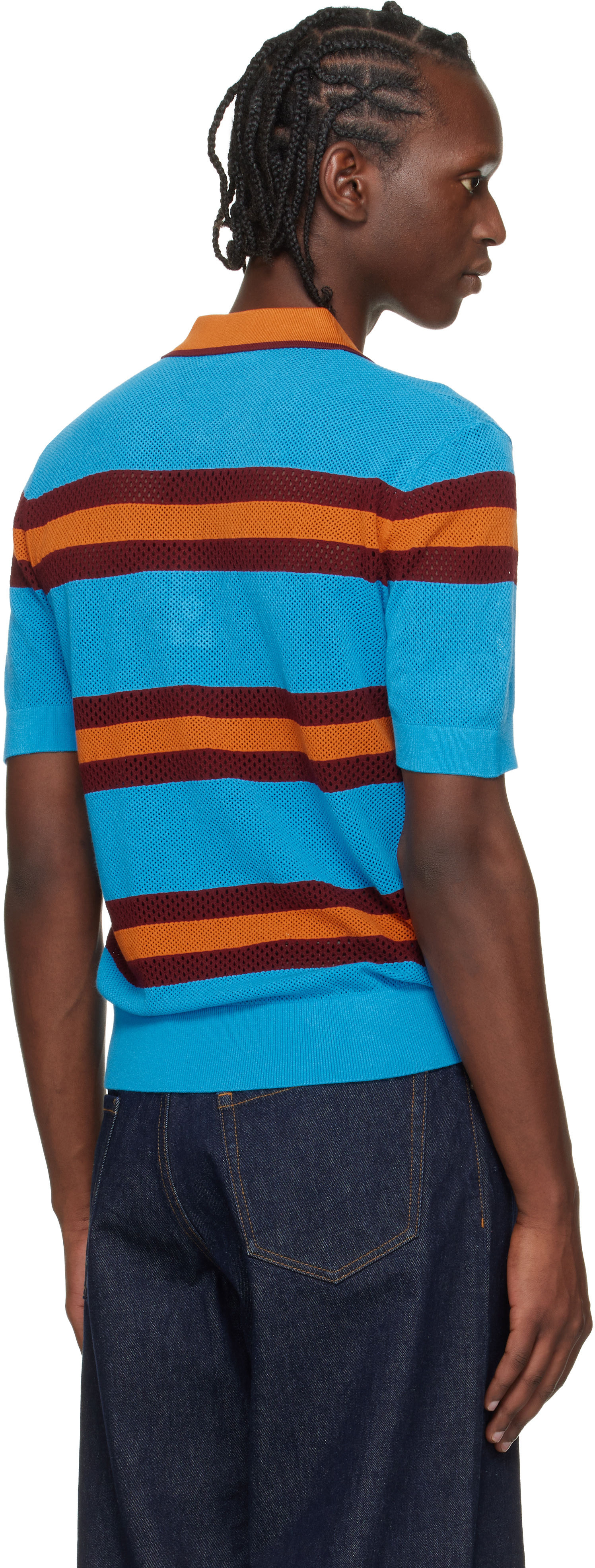 Dries Van Noten: Blue & Orange Striped Polo | SSENSE