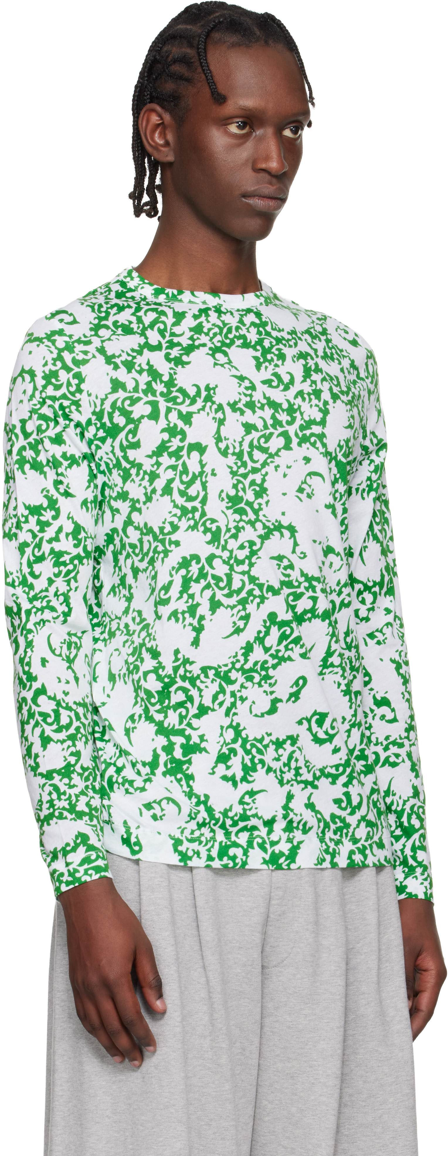 Dries Van Noten: Green & White Floral T-shirt | SSENSE