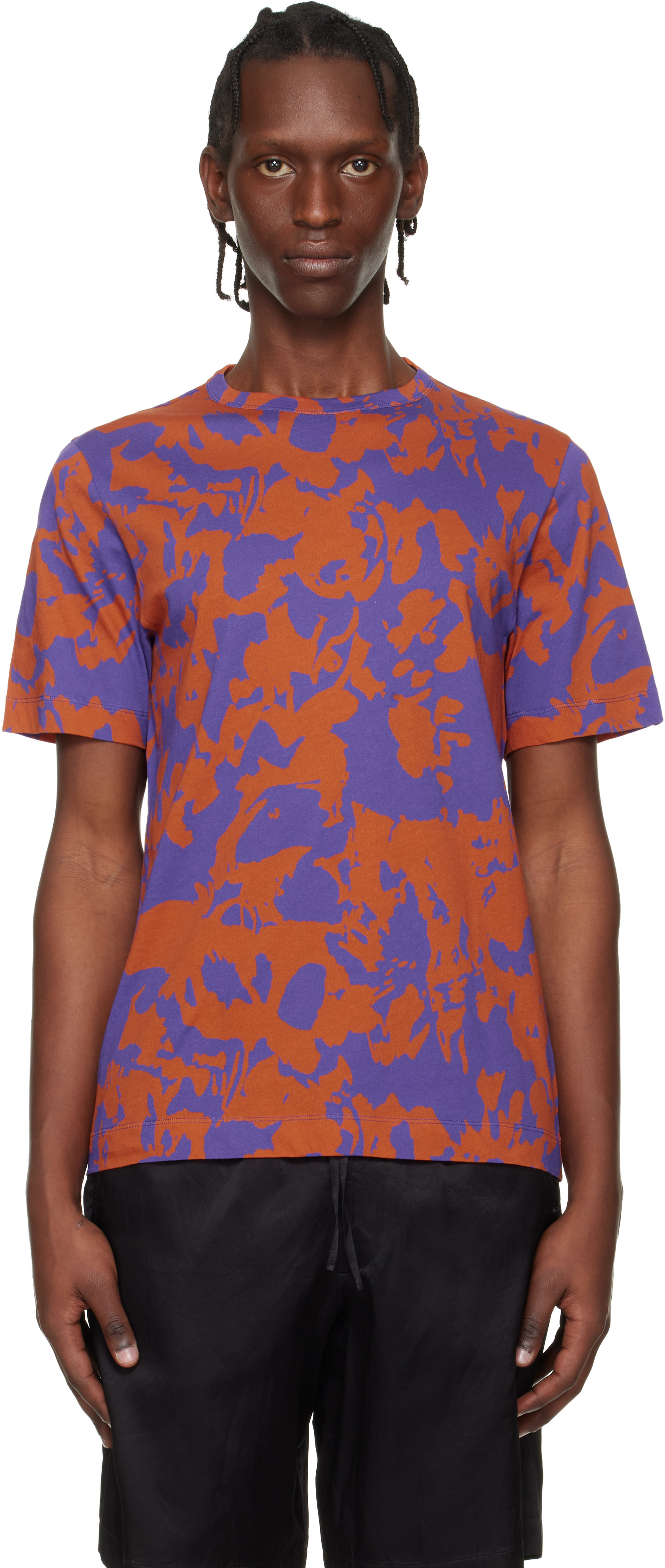 Dries Van Noten: Orange & Purple Printed Cotton T-shirt | SSENSE