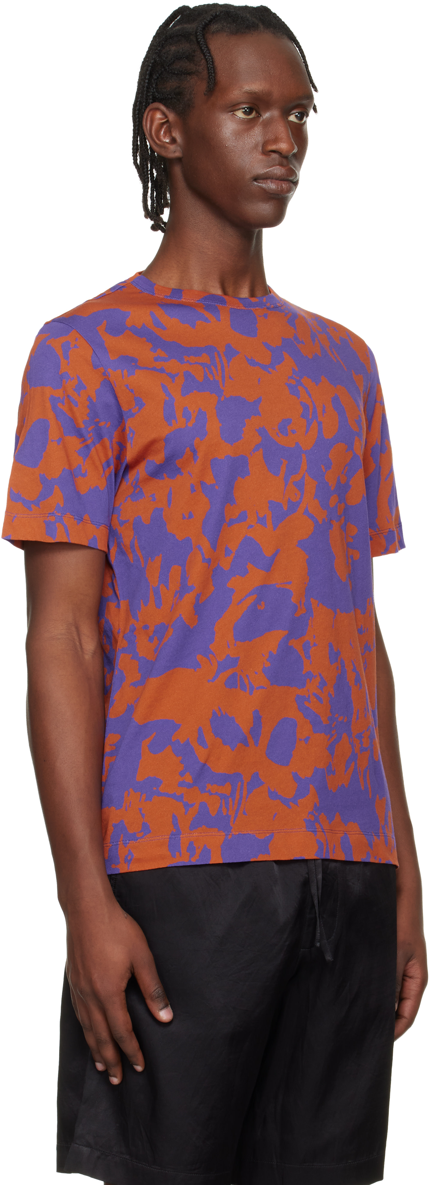 DRIES VAN NOTEN 24SSノースリーブカットソー　パープル Dries Van Noten: オレンジ＆パープル Fitted コットン Tシャツ
