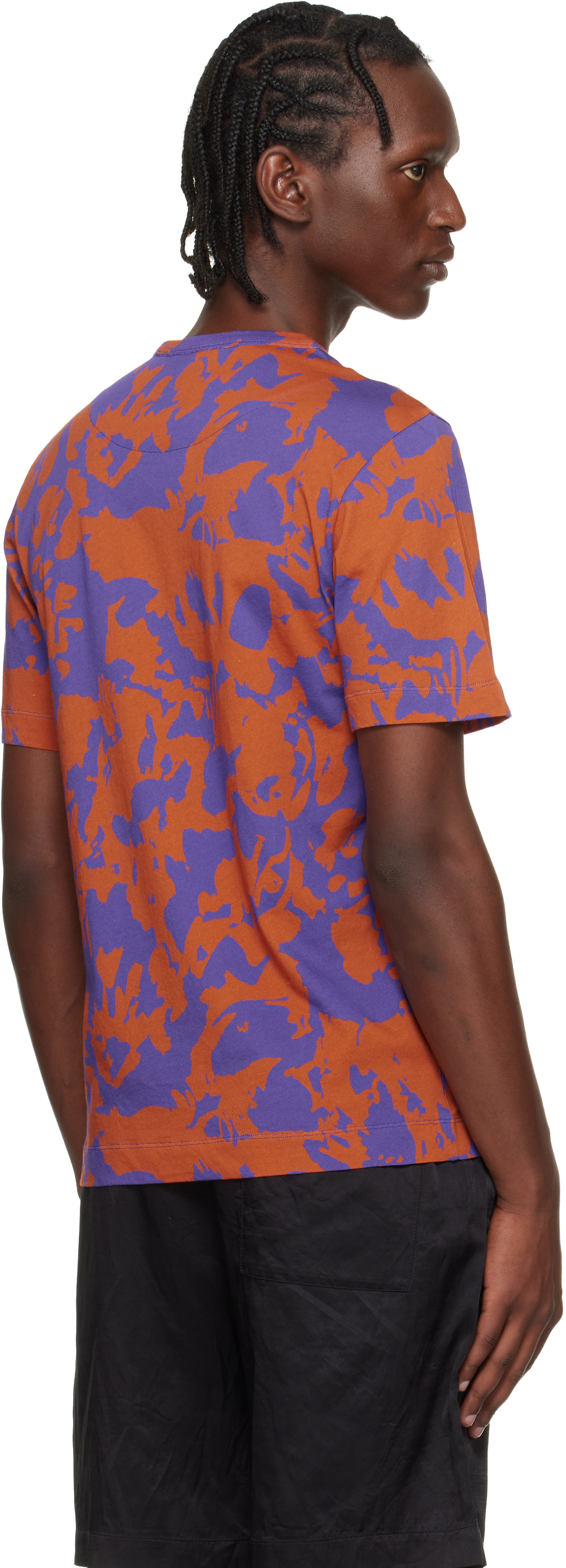 11SS DRIES VAN NOTEN 染色シャツ 抜染 Dries Van Noten: オレンジ＆パープル Fitted コットン Tシャツ